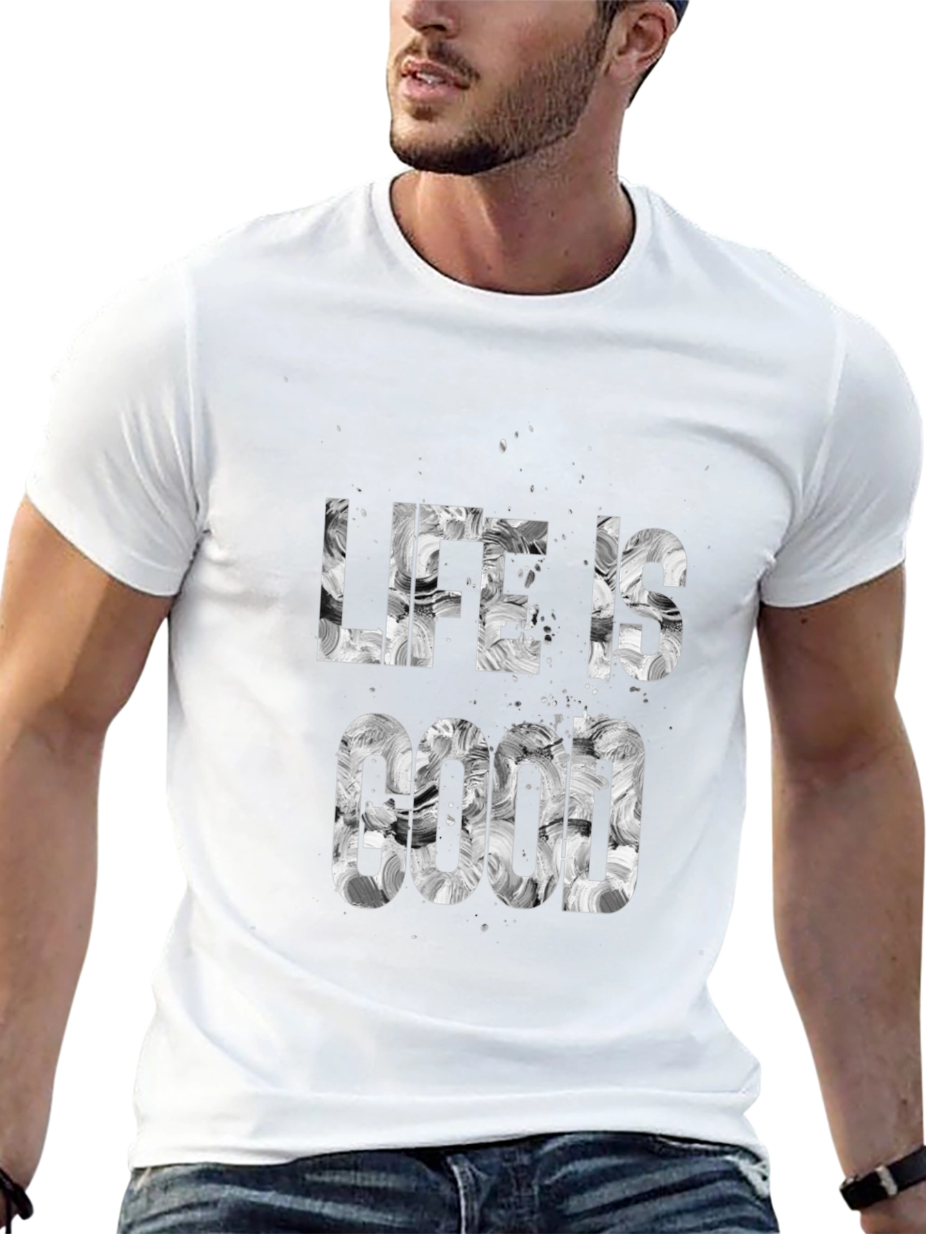 Life is Good Graphic Print Black T-Shirt