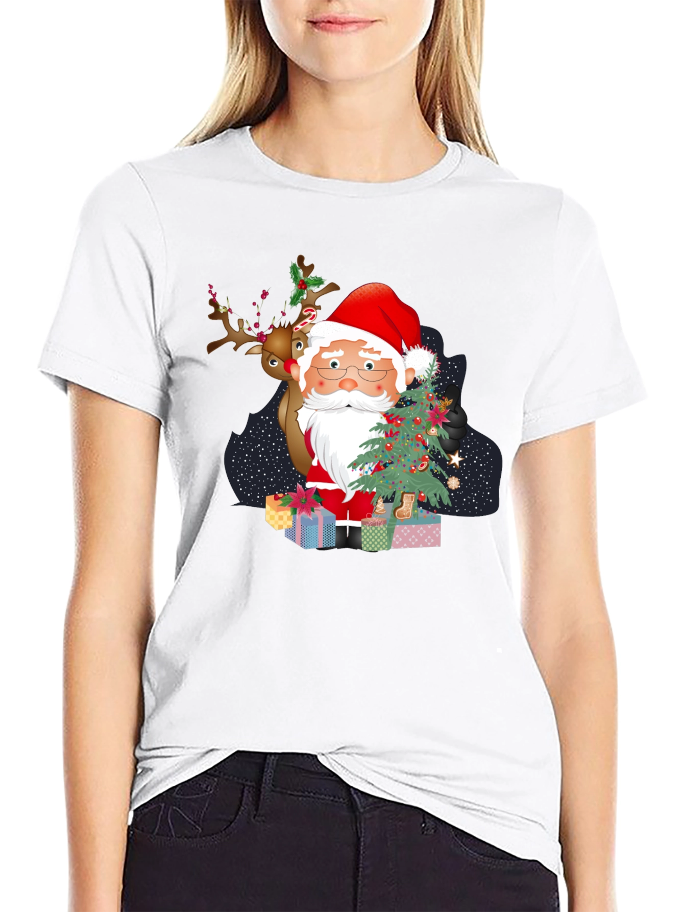 Santa & Reindeer Christmas T-Shirt