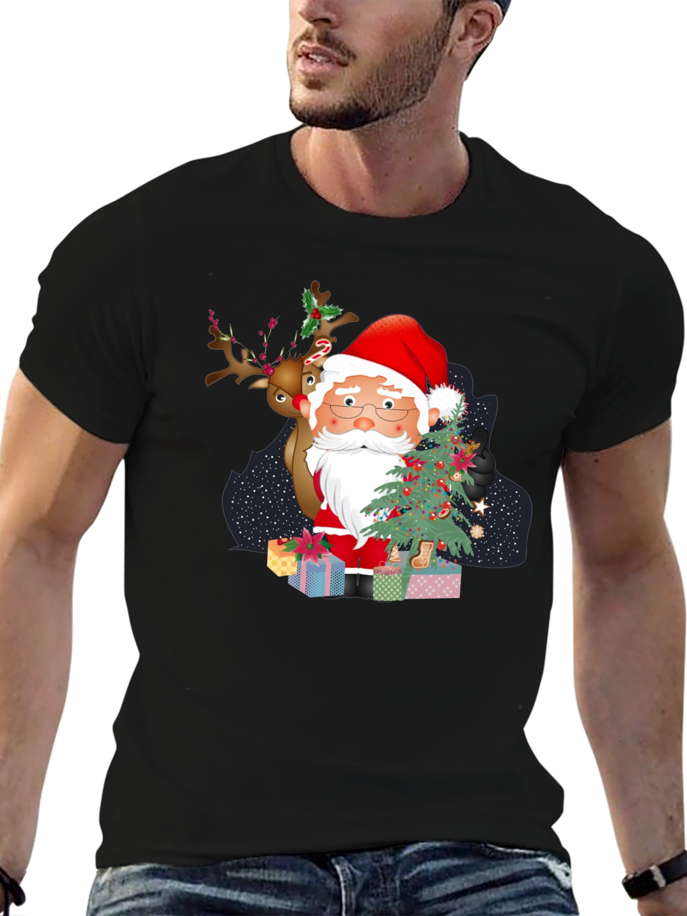 Santa & Reindeer Christmas T-Shirt