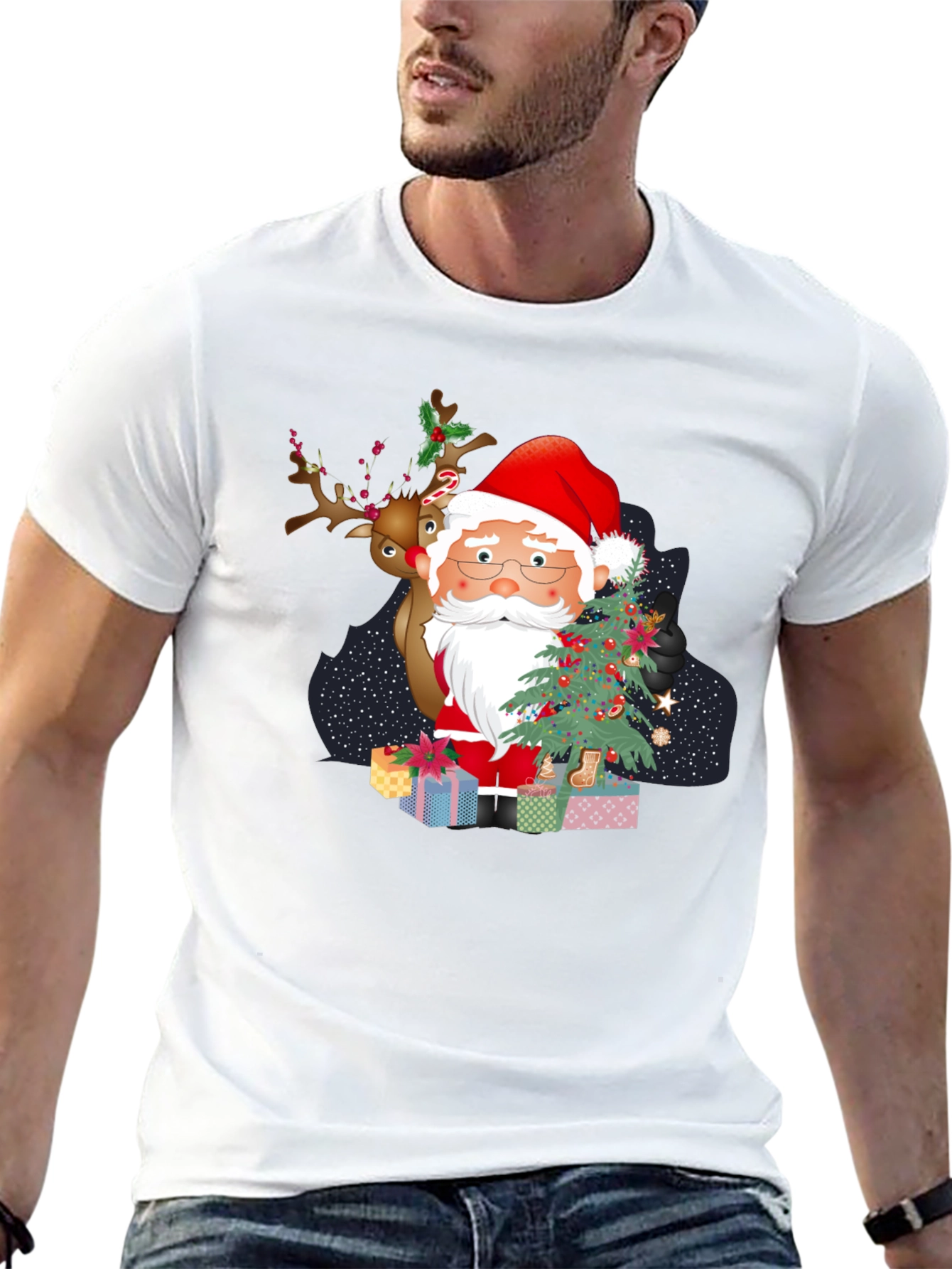 Santa & Reindeer Christmas T-Shirt