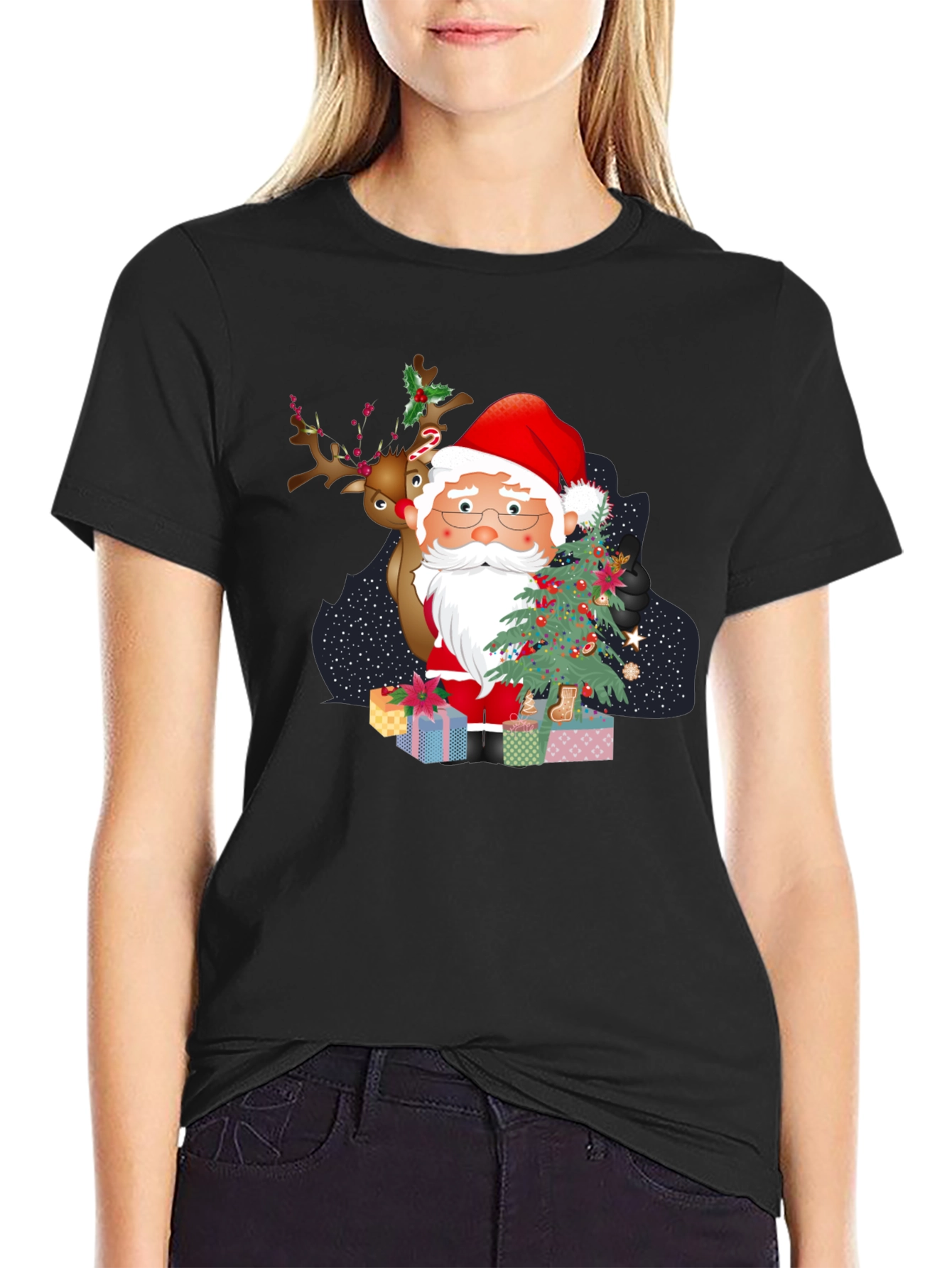 Santa & Reindeer Christmas T-Shirt