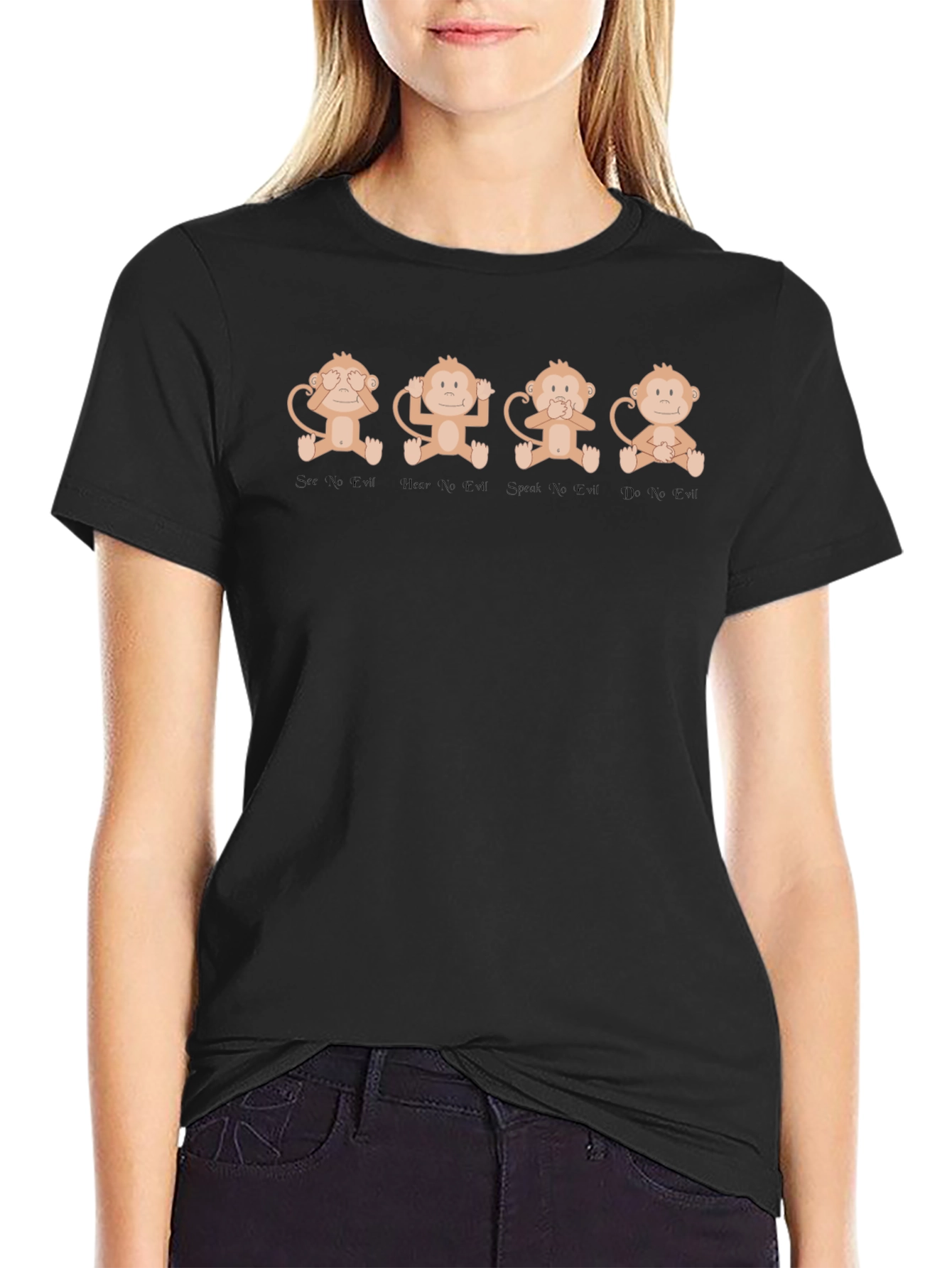 Hear See Speak No Evil Monkey Graphic T-Shirt