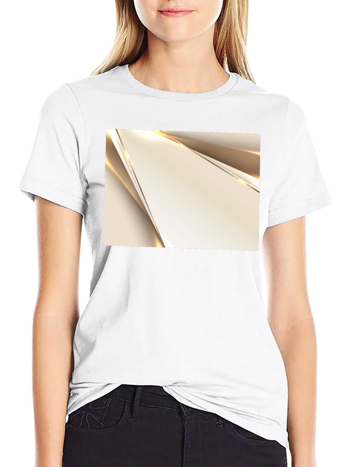Modern Geometric Graphic Print Black T-Shirt