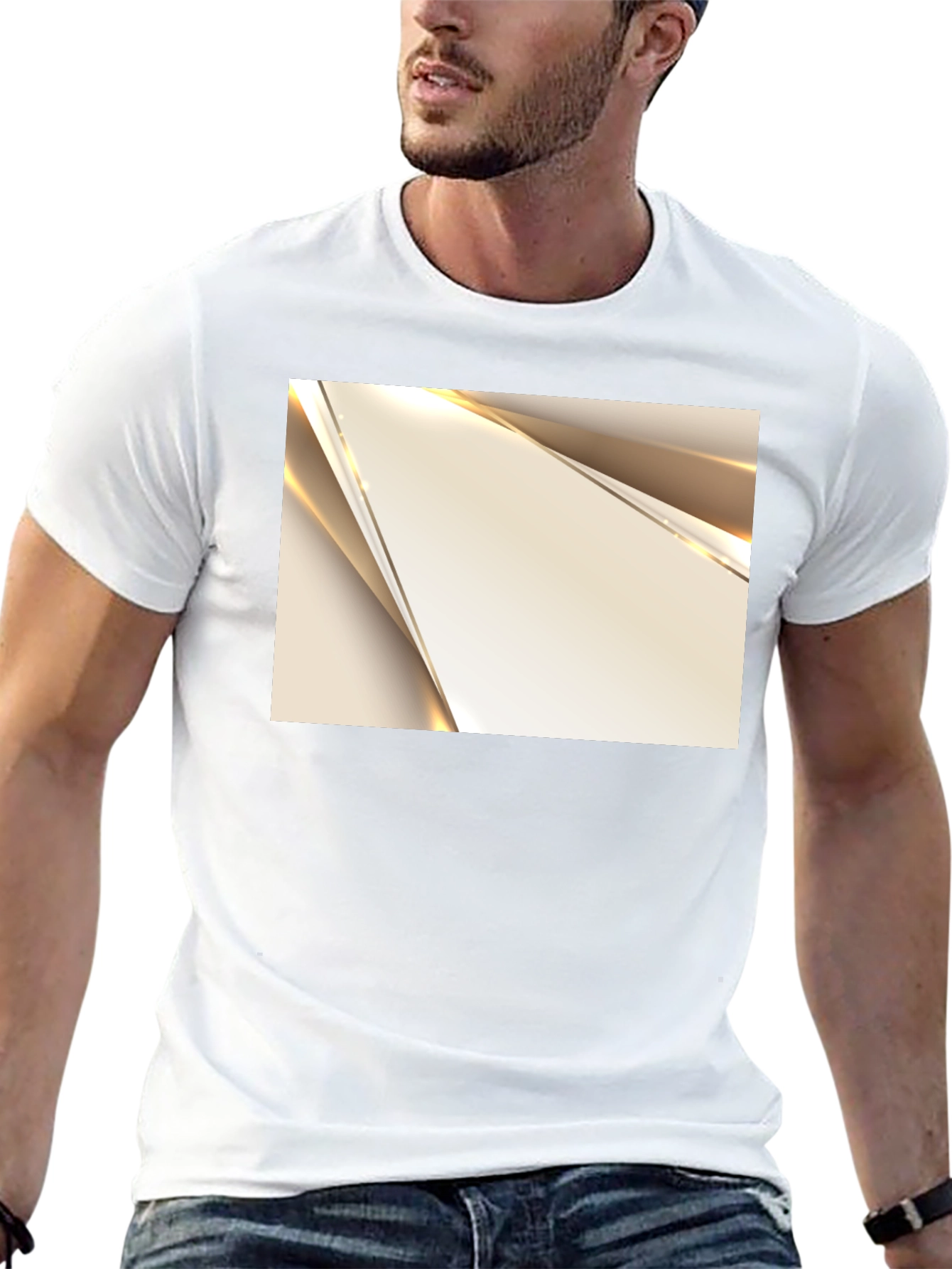 Modern Geometric Graphic Print Black T-Shirt
