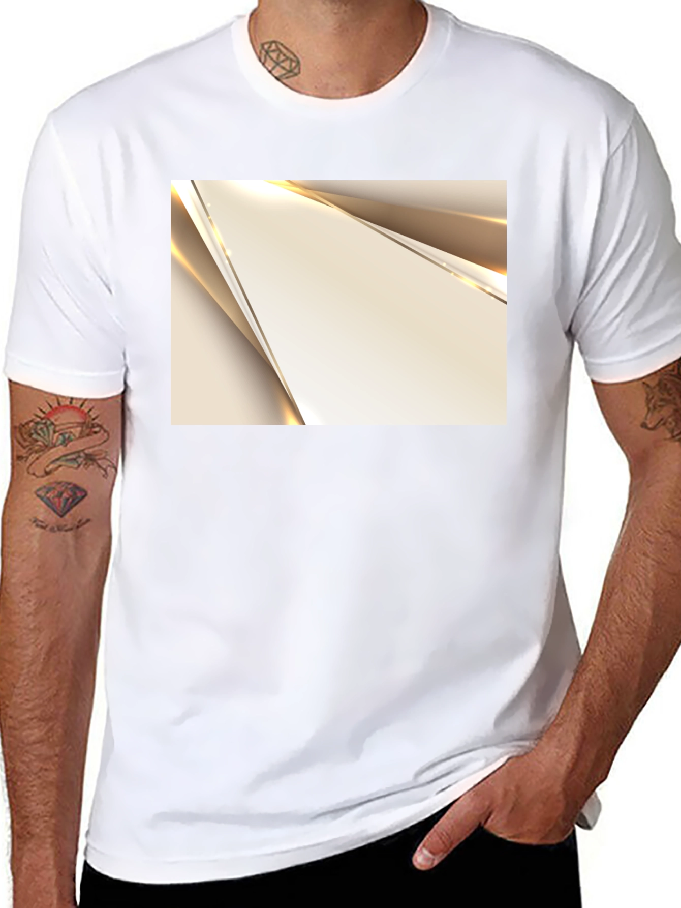 Modern Geometric Graphic Print Black T-Shirt