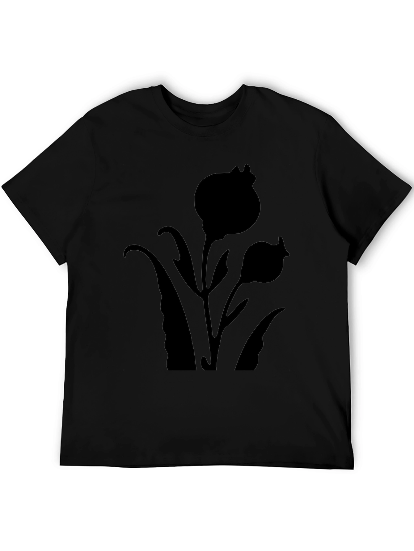 Black Floral Silhouette T-Shirt