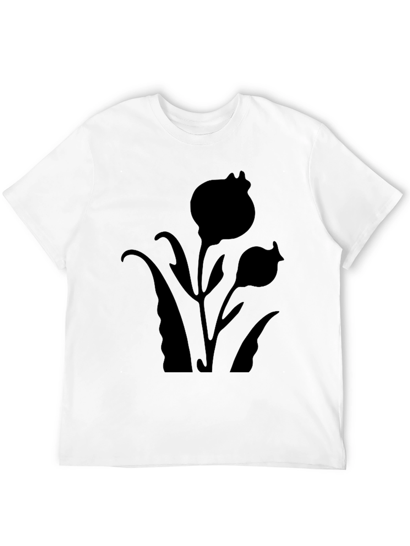 Black Floral Silhouette T-Shirt