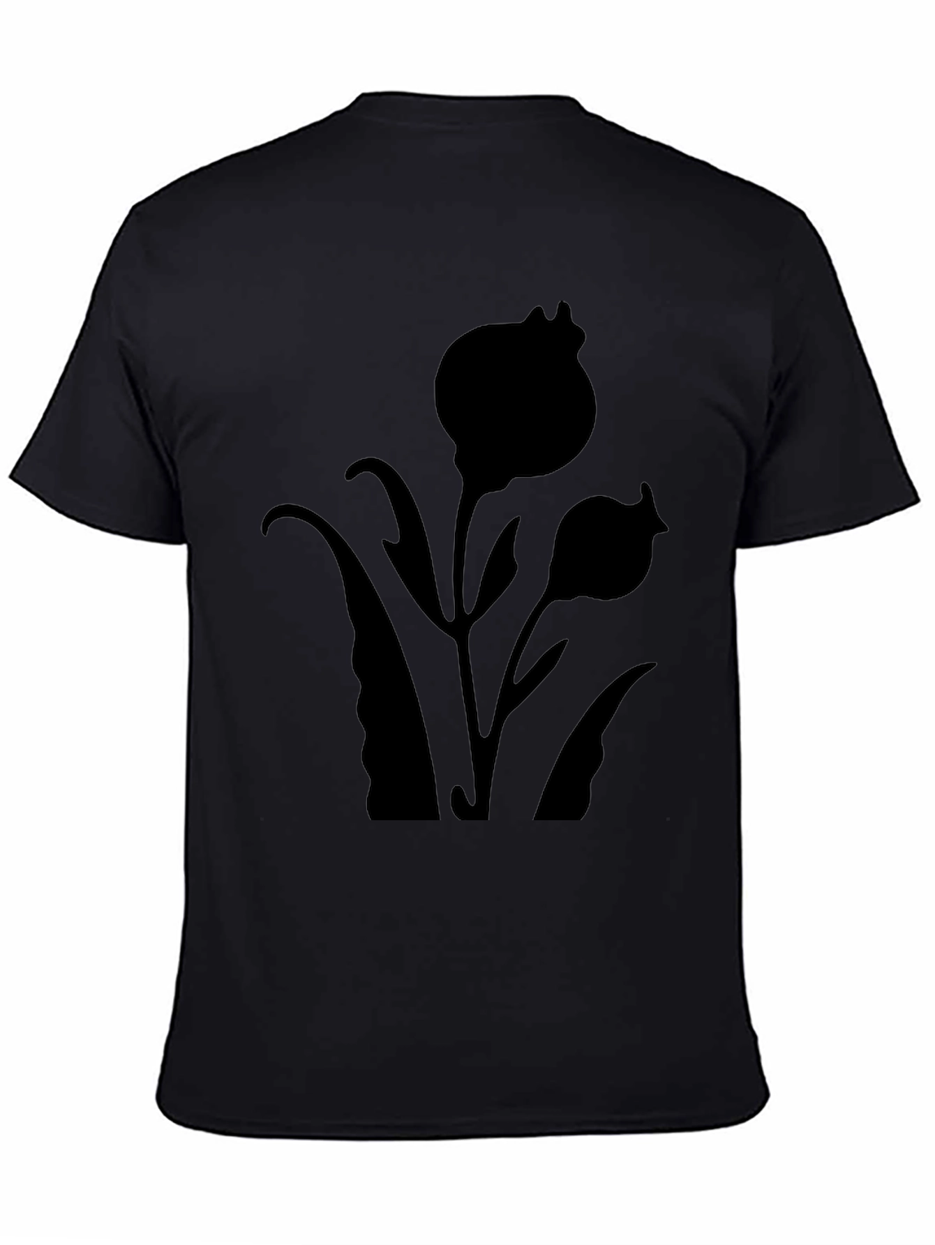 Black Floral Silhouette T-Shirt