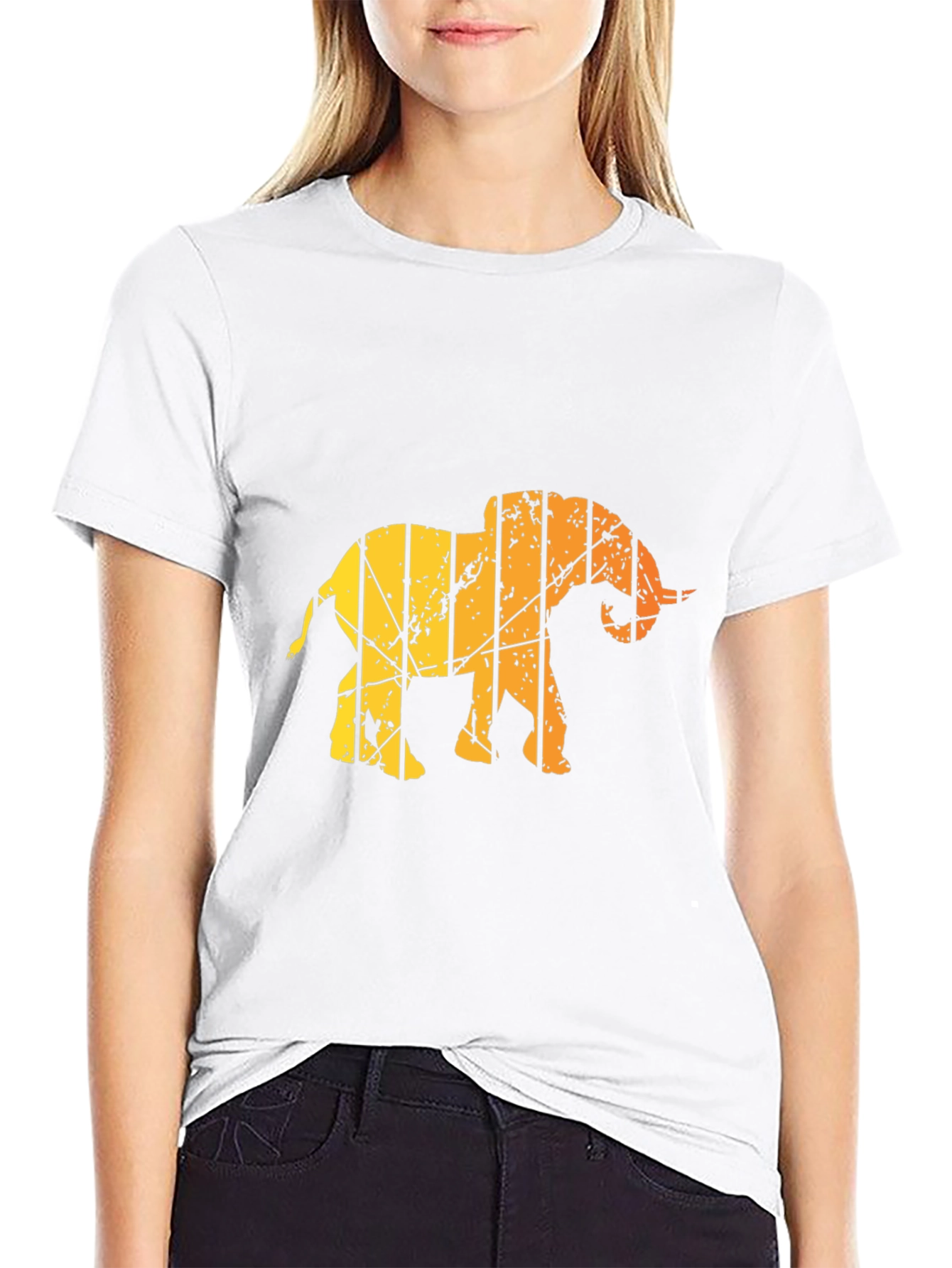 Mens Black T-Shirt - Abstract Elephant Graphic