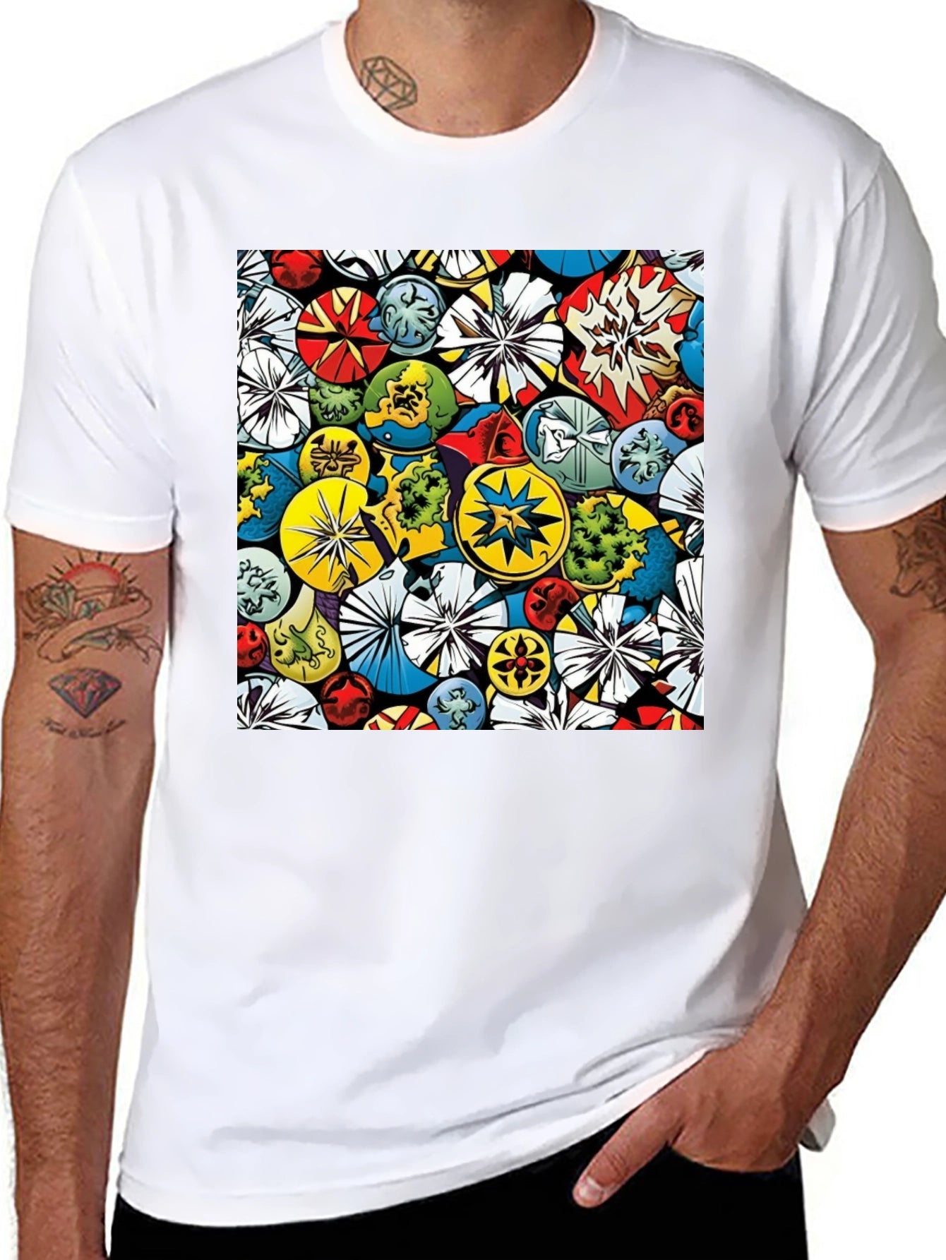 Comic Book Circle Pattern T-Shirt