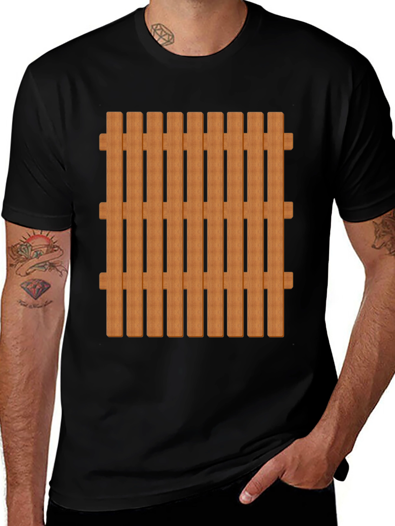 Novelty Fence T-Shirt - Black Cotton Blend