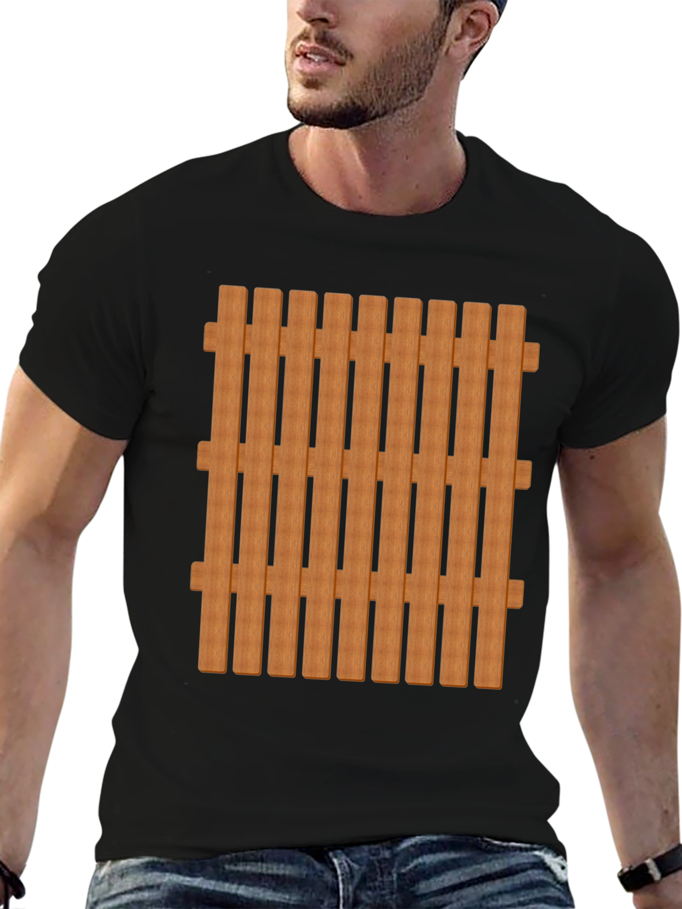 Novelty Fence T-Shirt - Black Cotton Blend