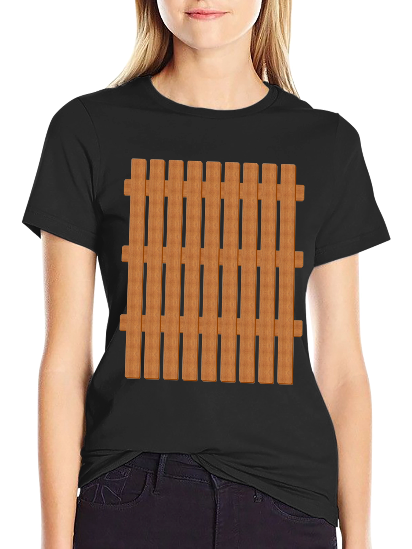 Novelty Fence T-Shirt - Black Cotton Blend