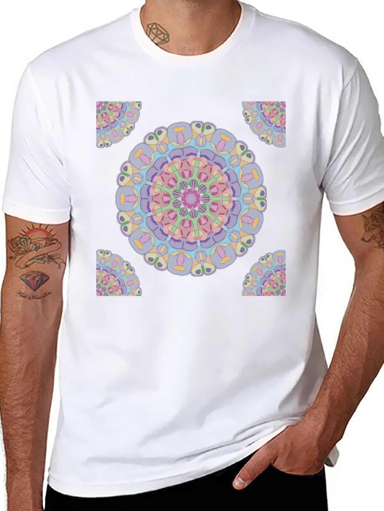 Abstract Mandala Design Black T-Shirt