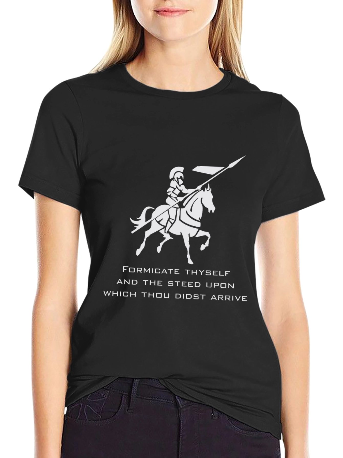 Humorous Knight & Steed Graphic T-Shirt