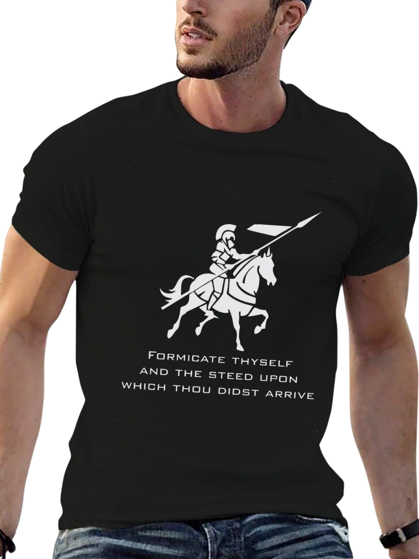Humorous Knight & Steed Graphic T-Shirt
