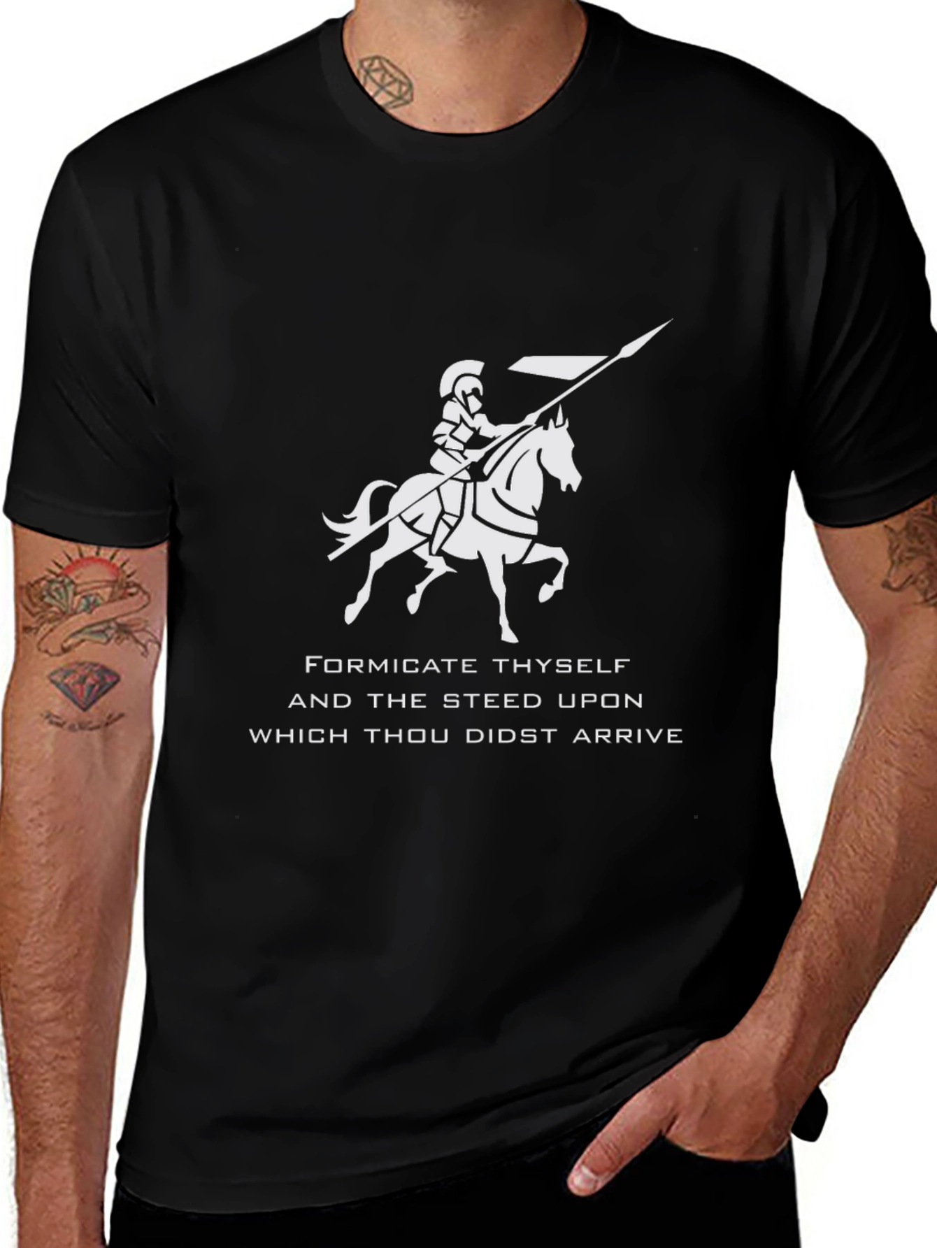 Humorous Knight & Steed Graphic T-Shirt