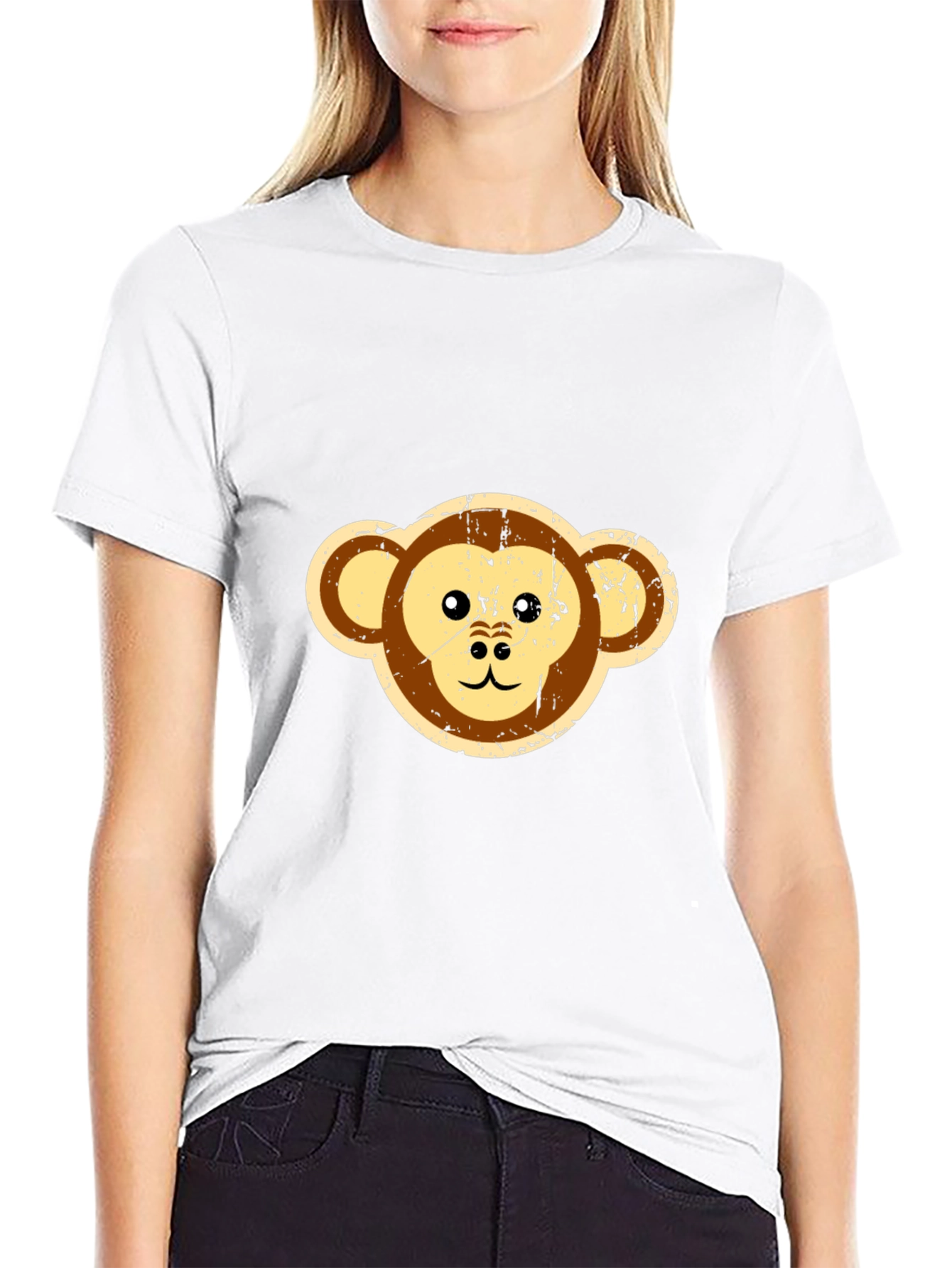 Funky Monkey Face Graphic T-Shirt - Black