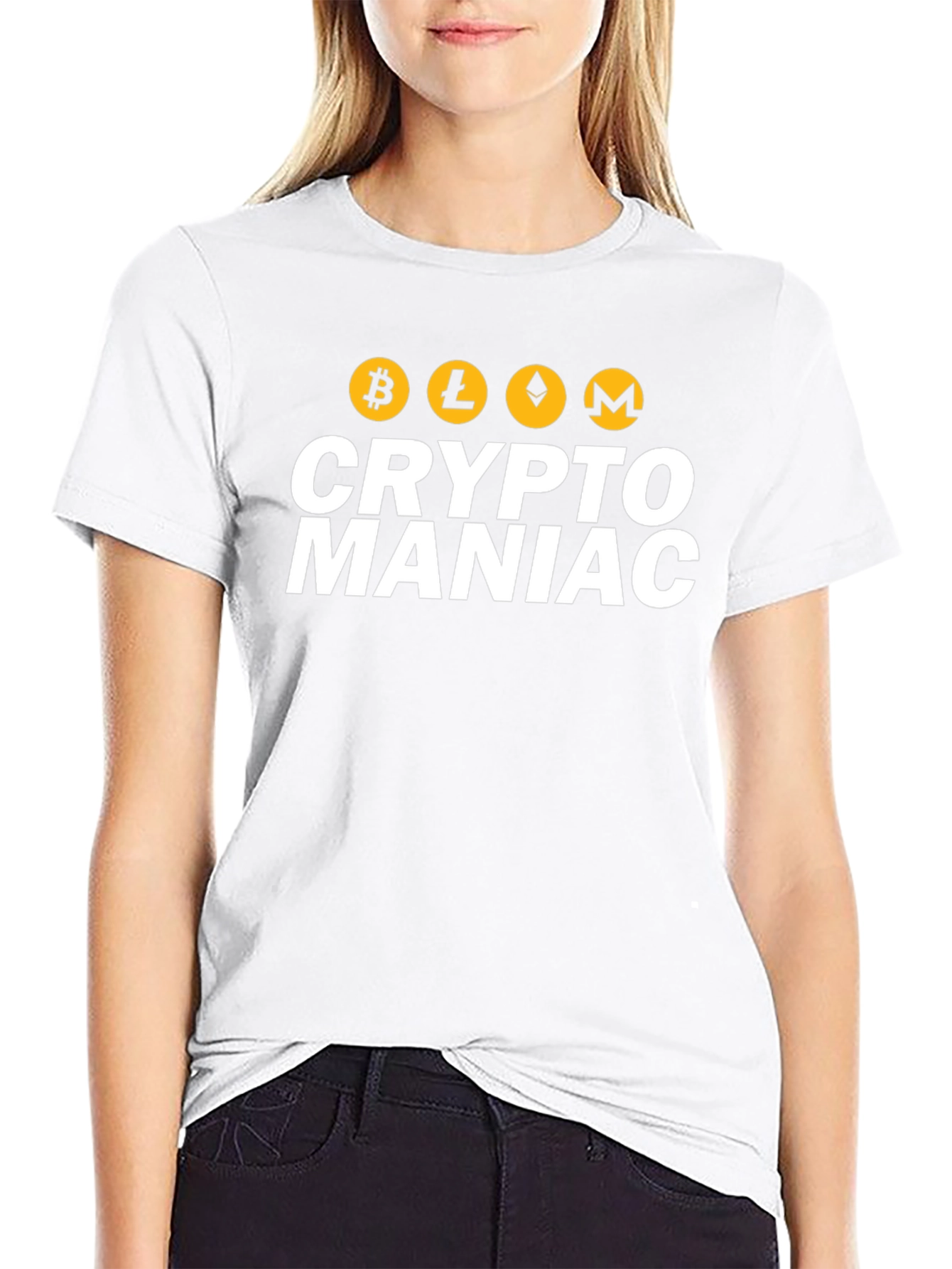 Crypto Maniac Black T-Shirt - Bitcoin Litecoin Ethereum Monero