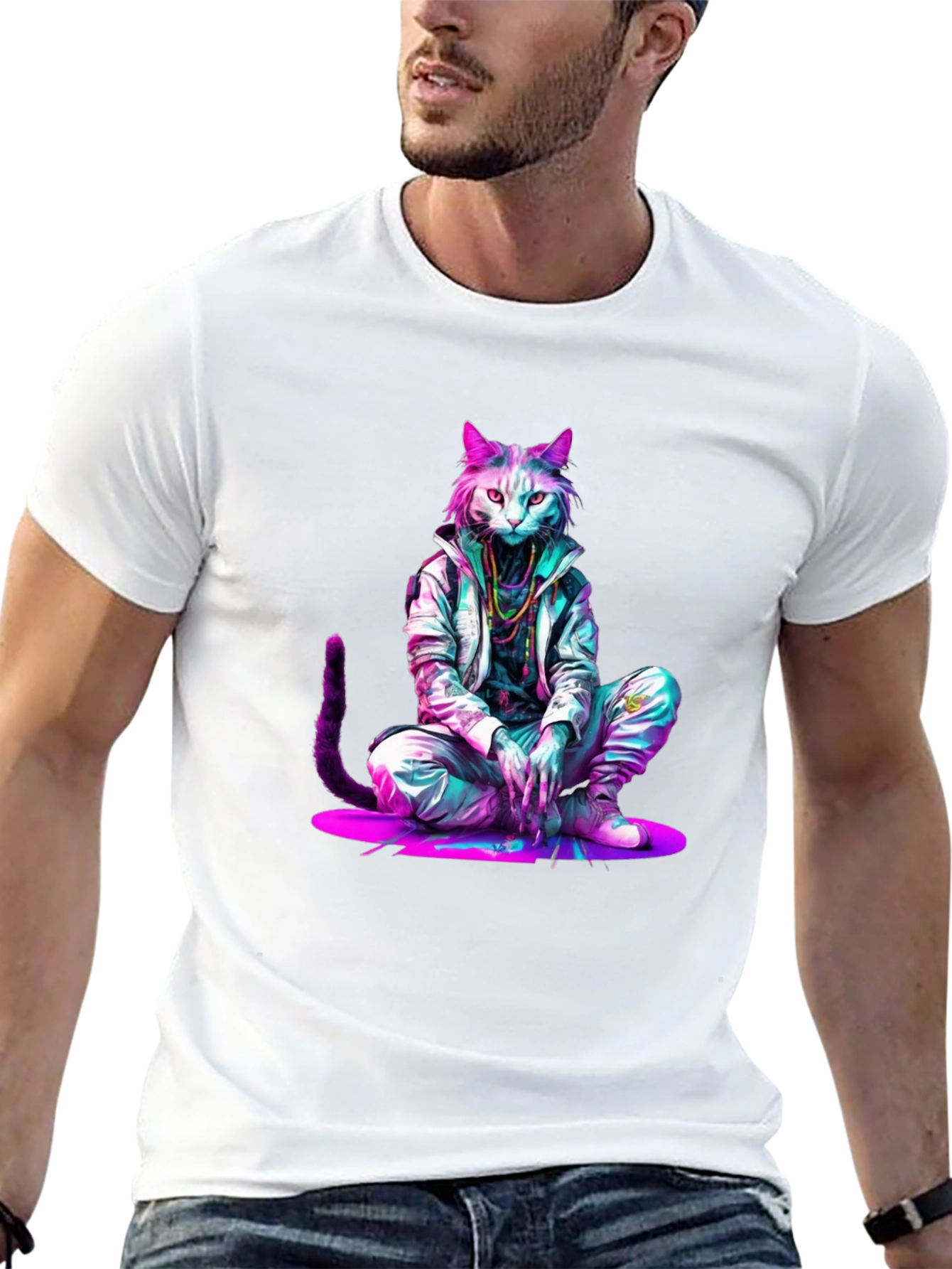Cool Cat Graphic Tee - Trendy Streetwear