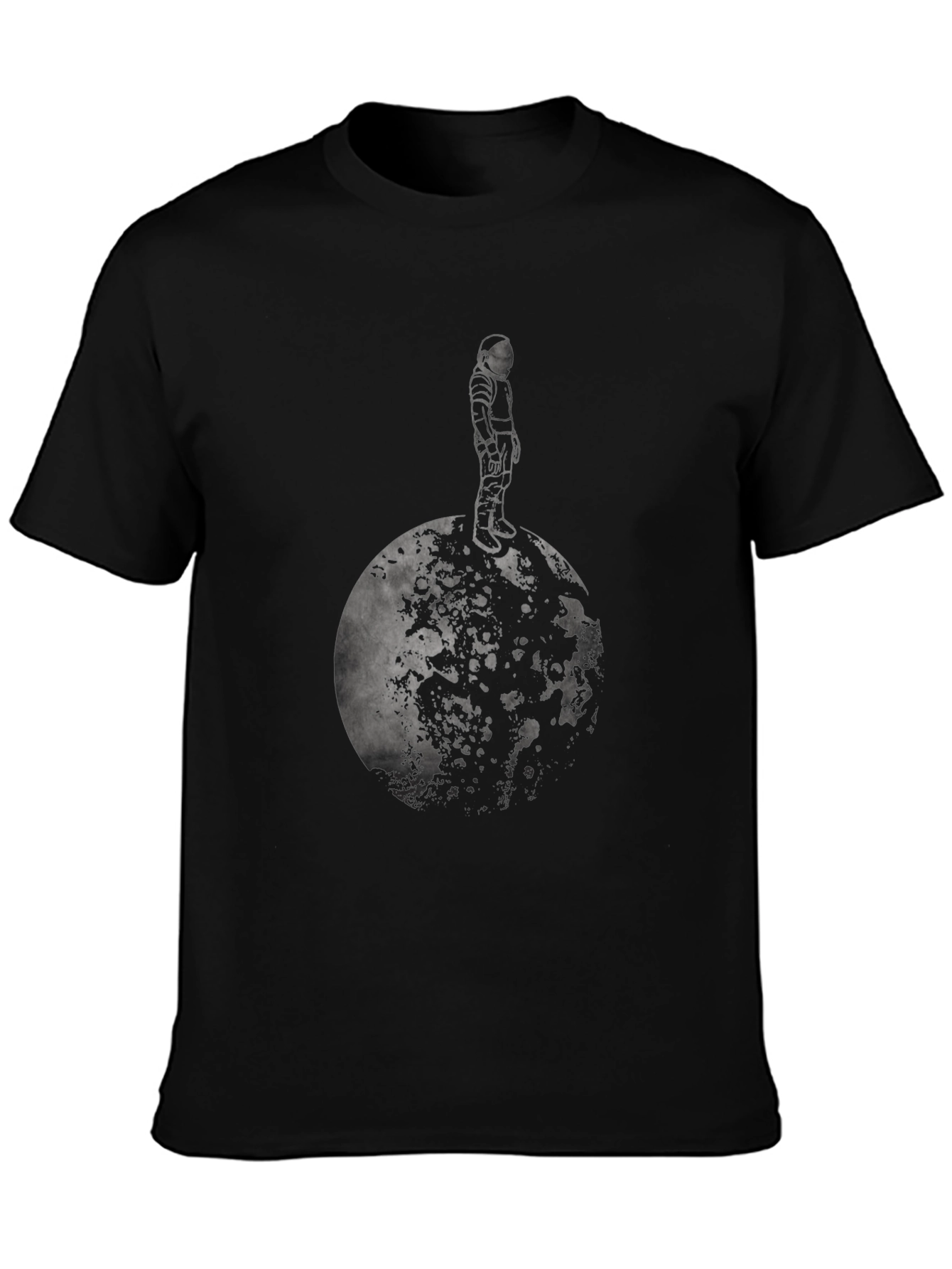 Astronaut on the Moon Black T-Shirt