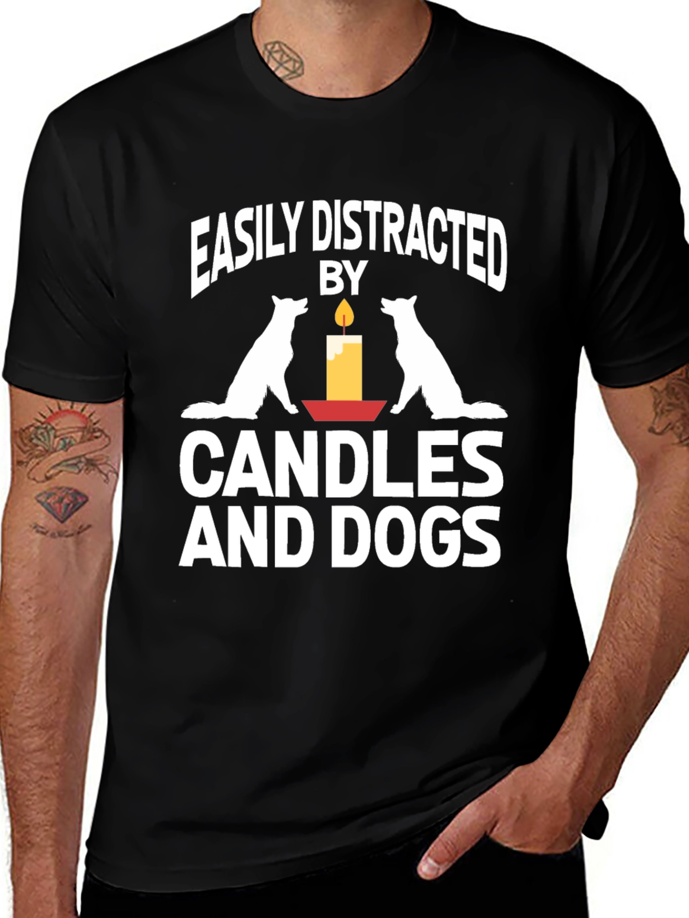 Easily Distracted by Dogs and Candles T-Shirt
