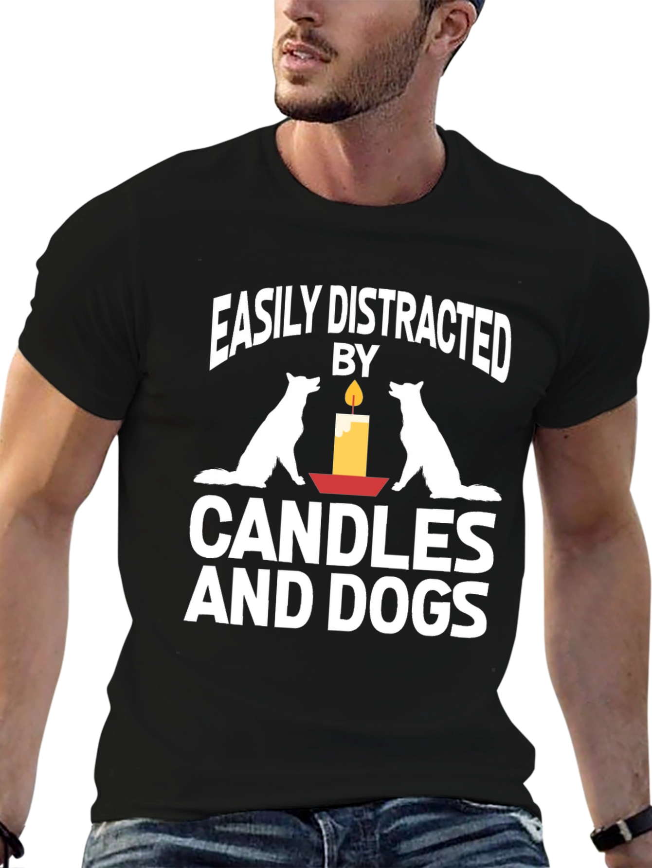 Easily Distracted by Dogs and Candles T-Shirt