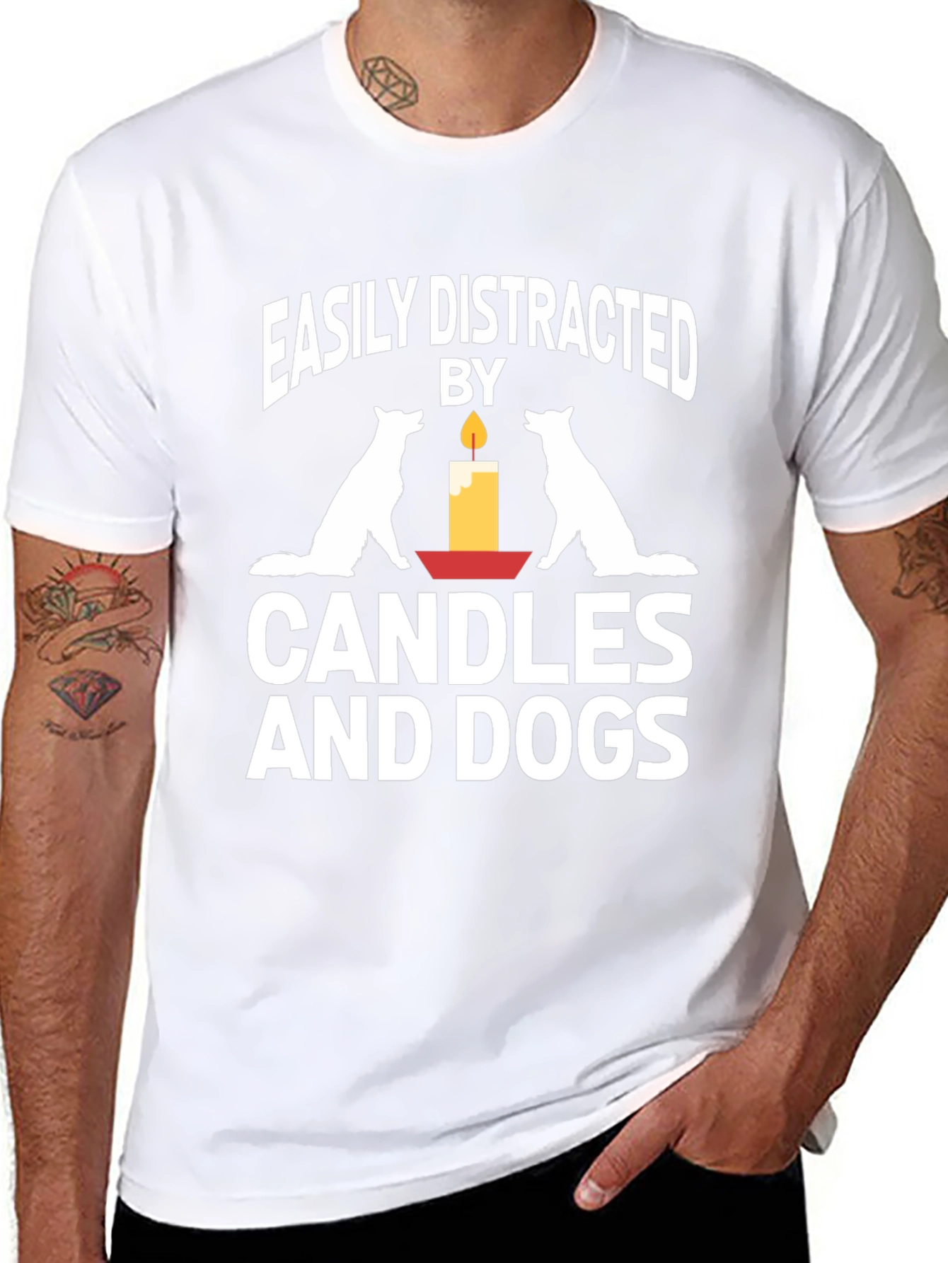 Easily Distracted by Dogs and Candles T-Shirt