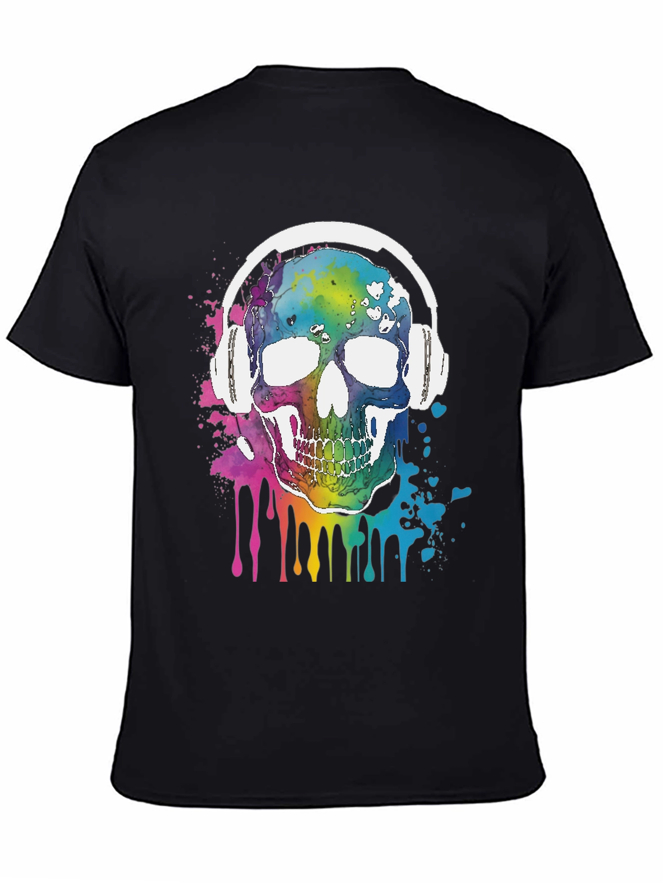Rainbow Skull Headphones Graphic Tee - Music Lover