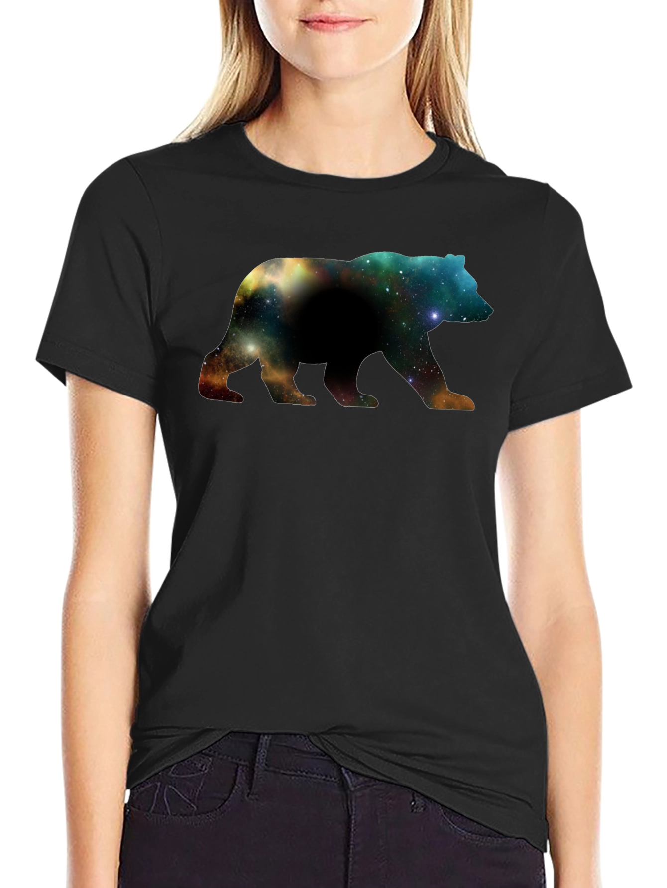 Galaxy Bear Graphic Black T-Shirt