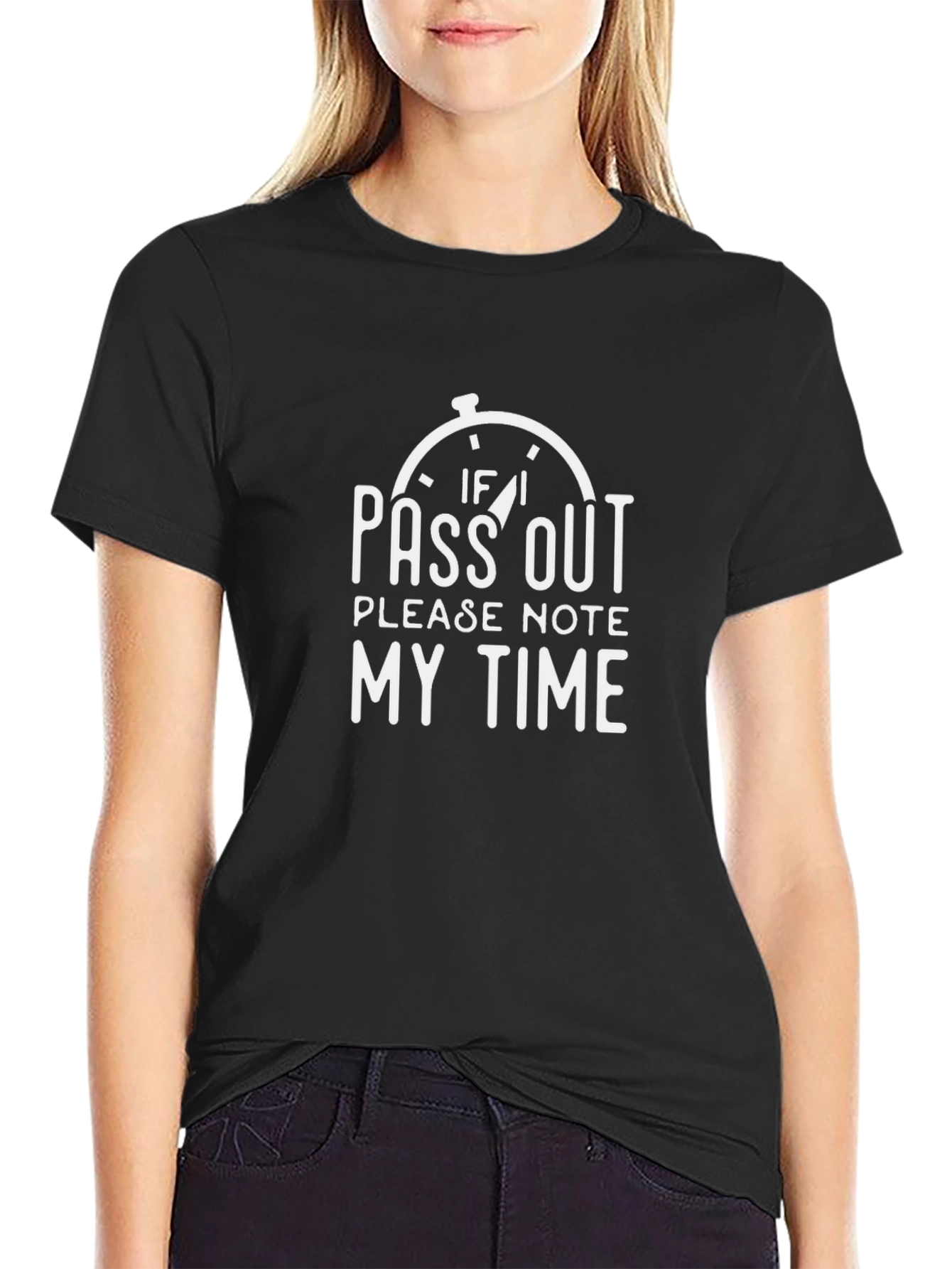 Funny Pass Out Graphic Print Crew Neck T-Shirt