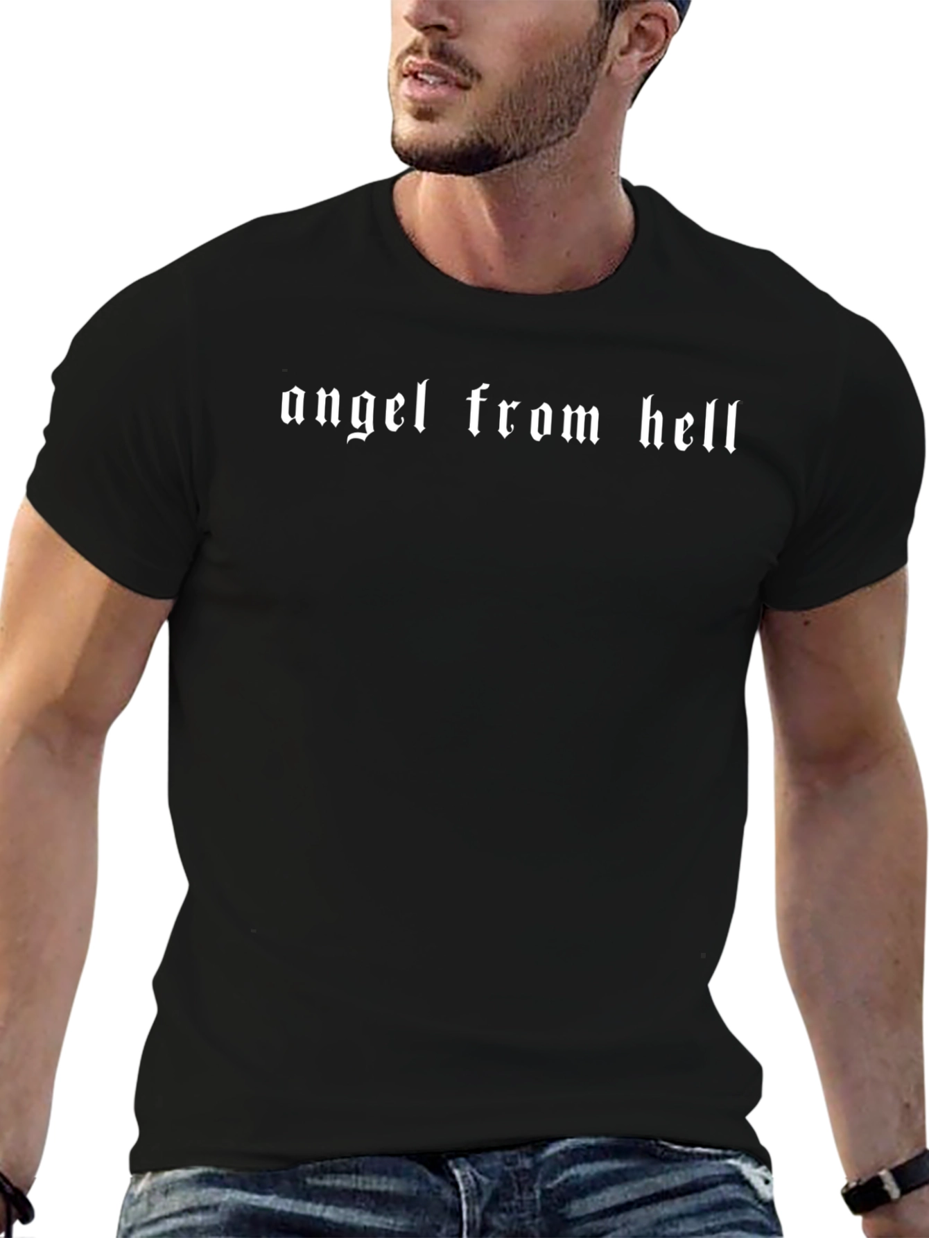 Angel From Hell Graphic Tee - Black Crew Neck