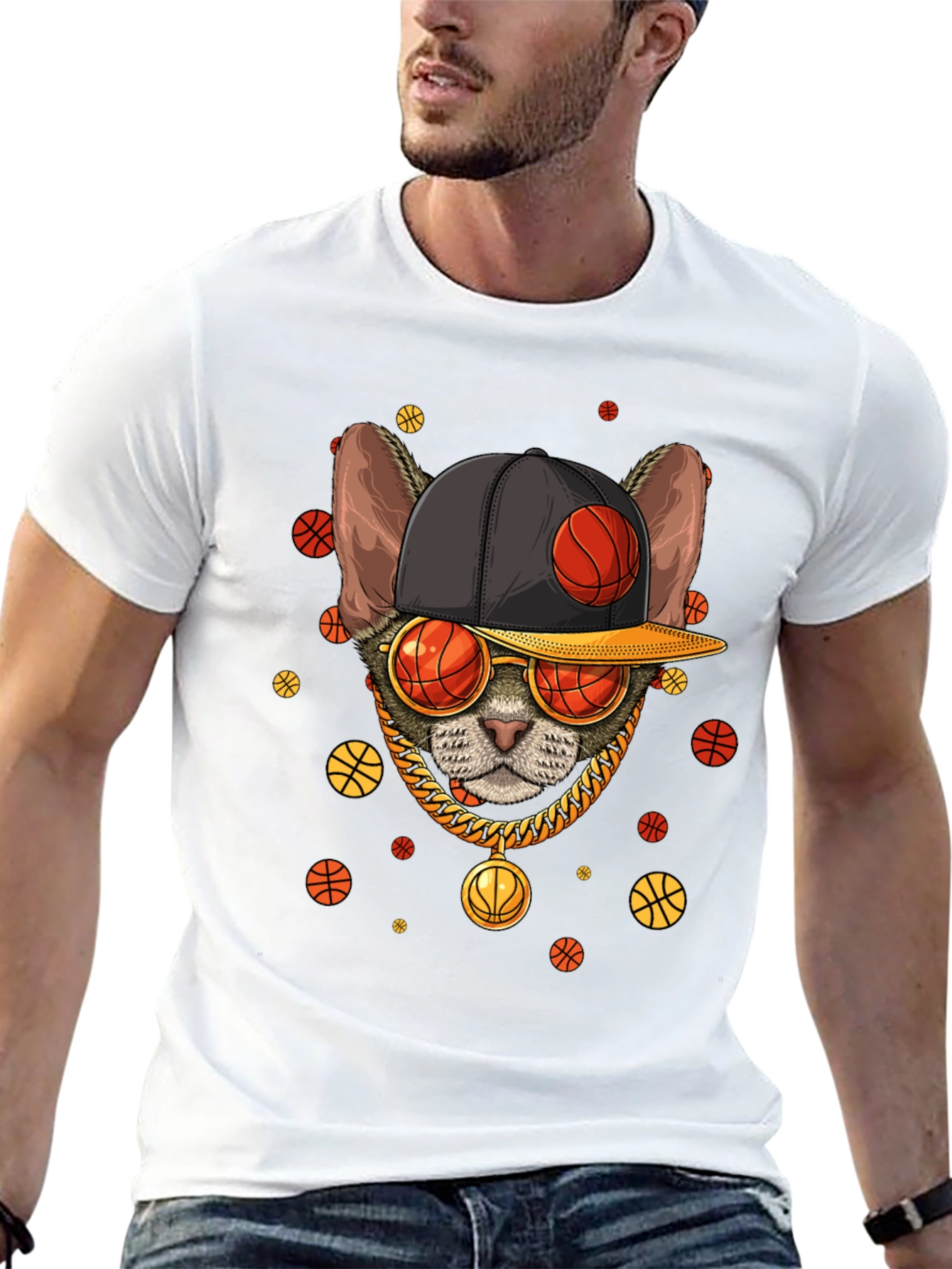 Cool Cat Basketball Graphic T-Shirt