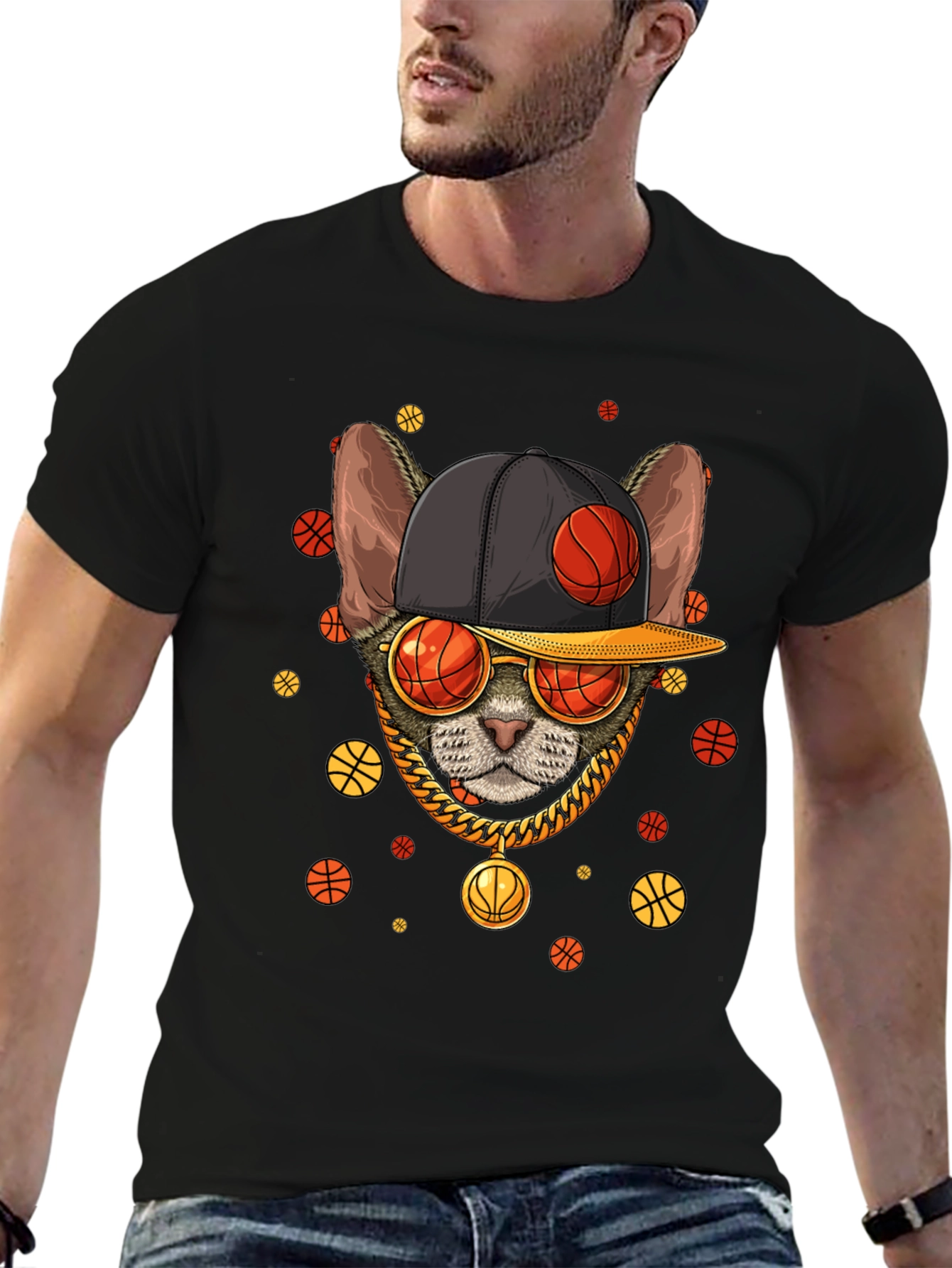 Cool Cat Basketball Graphic T-Shirt