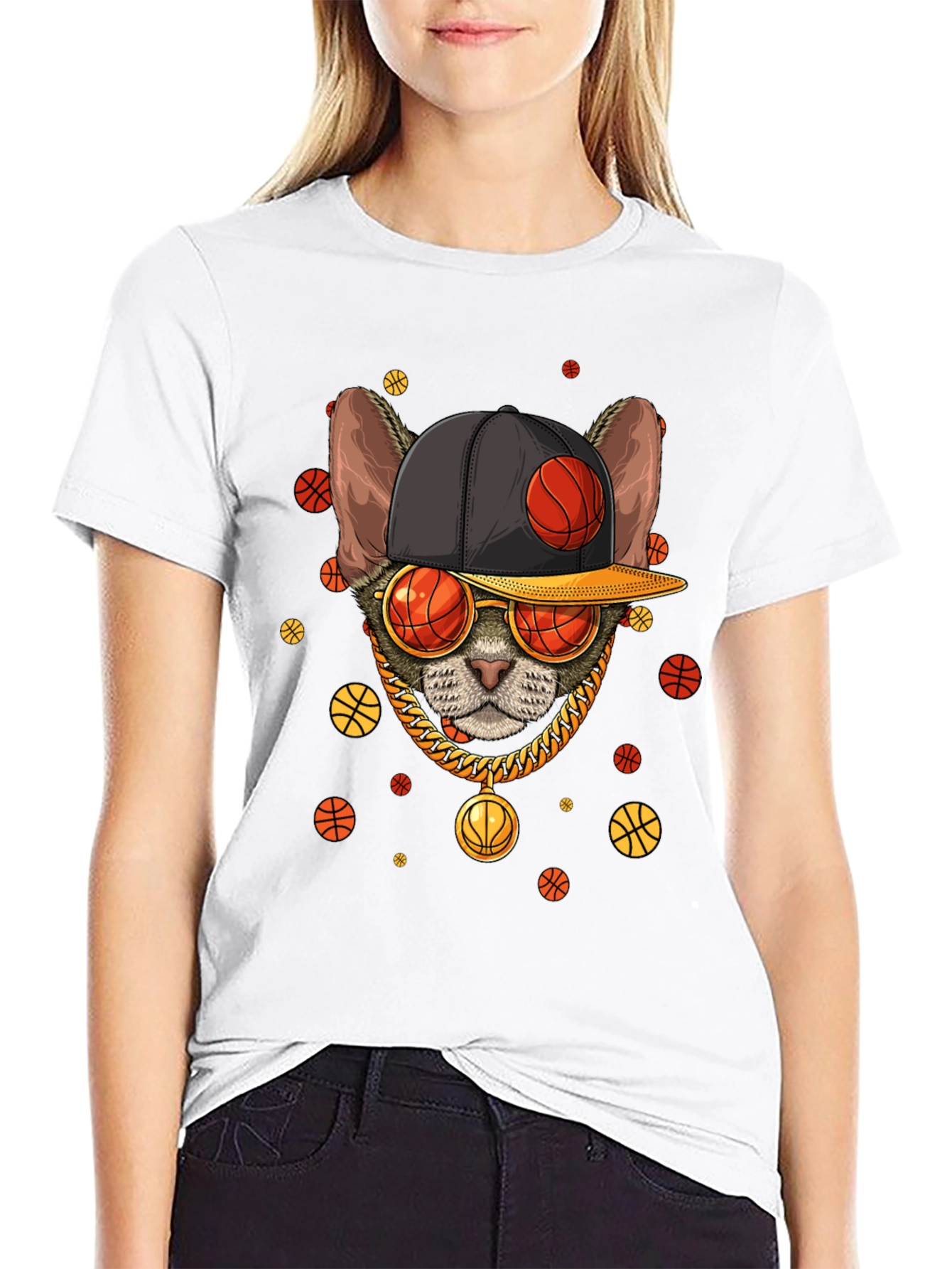 Cool Cat Basketball Graphic T-Shirt