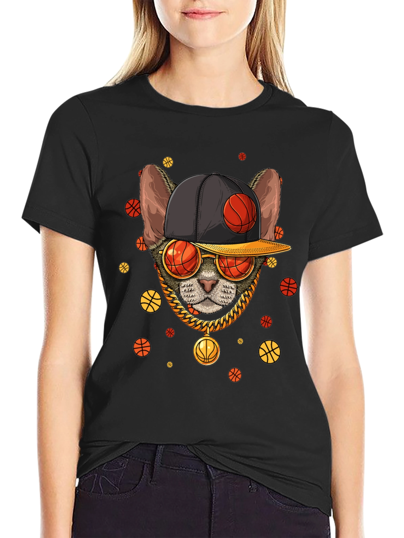 Cool Cat Basketball Graphic T-Shirt