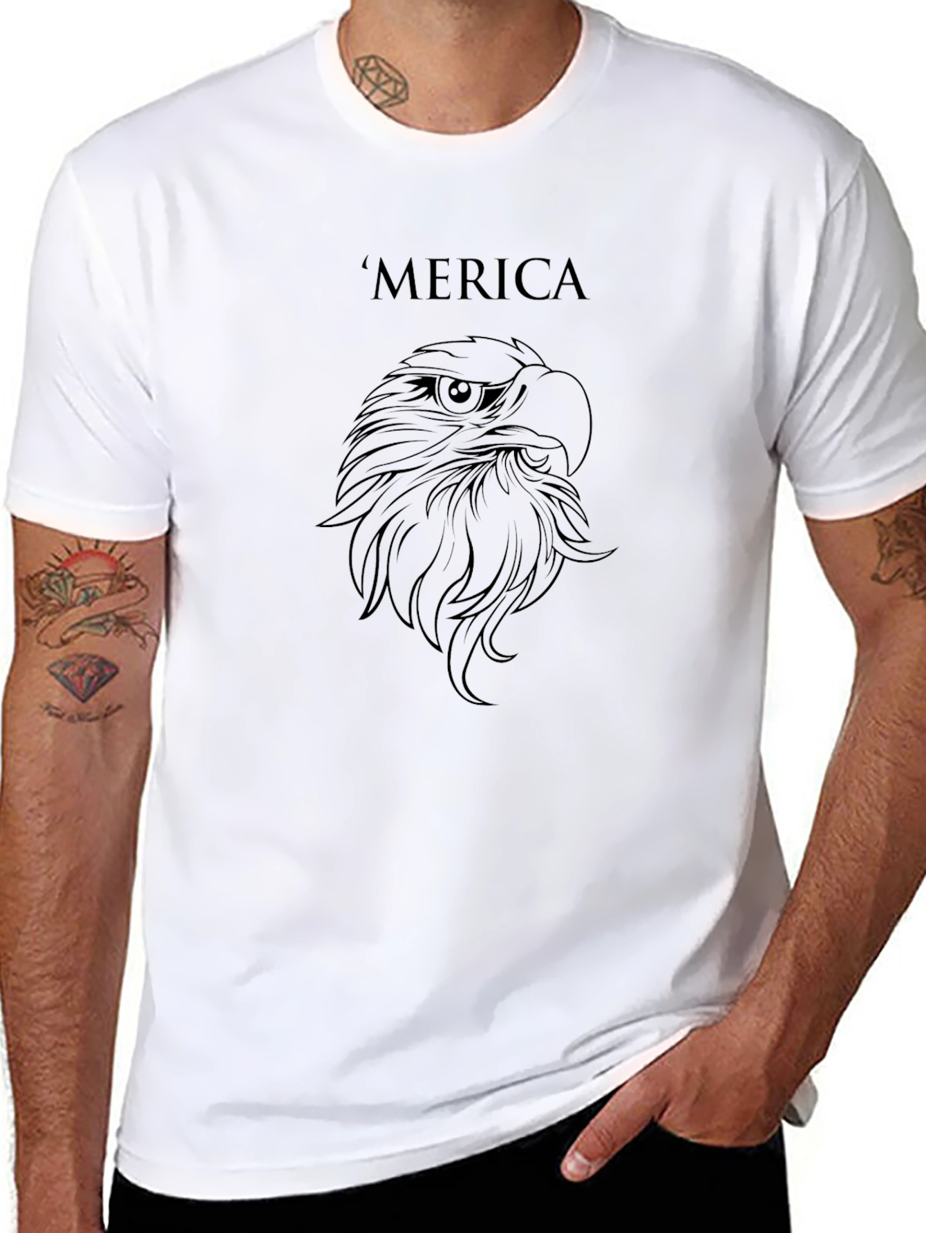 Merica Eagle Graphic Tee - Patriotic Black T-Shirt