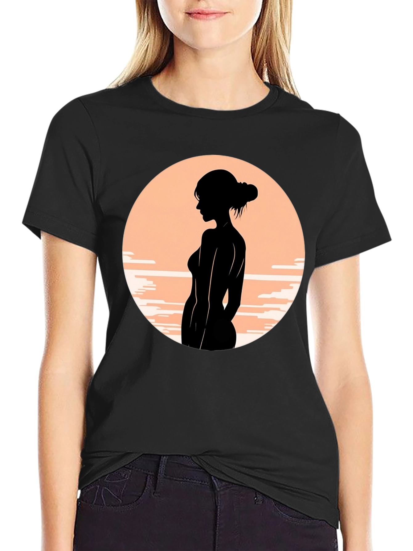Silhouette Woman Graphic Tee - Stylish Black T-Shirt