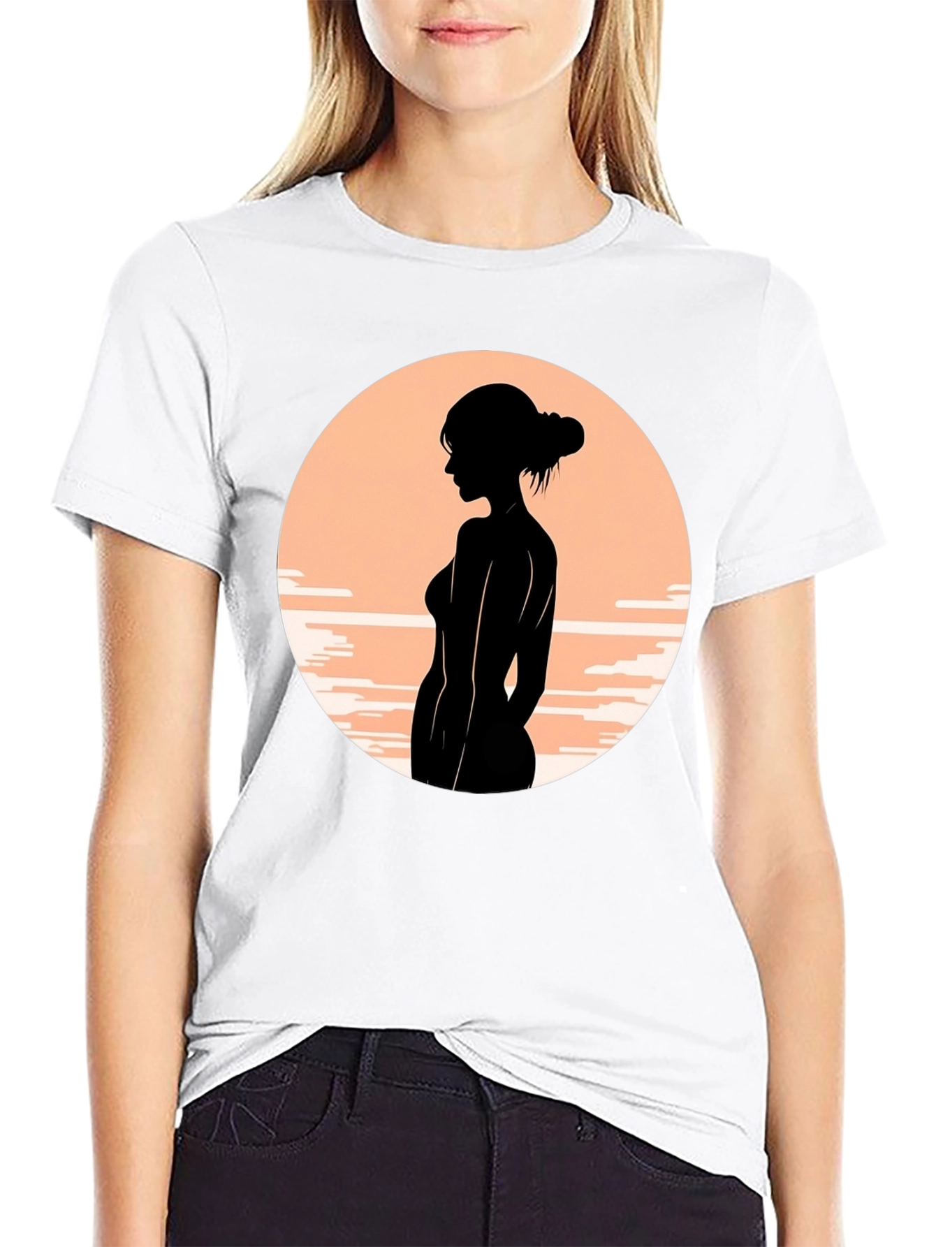Silhouette Woman Graphic Tee - Stylish Black T-Shirt