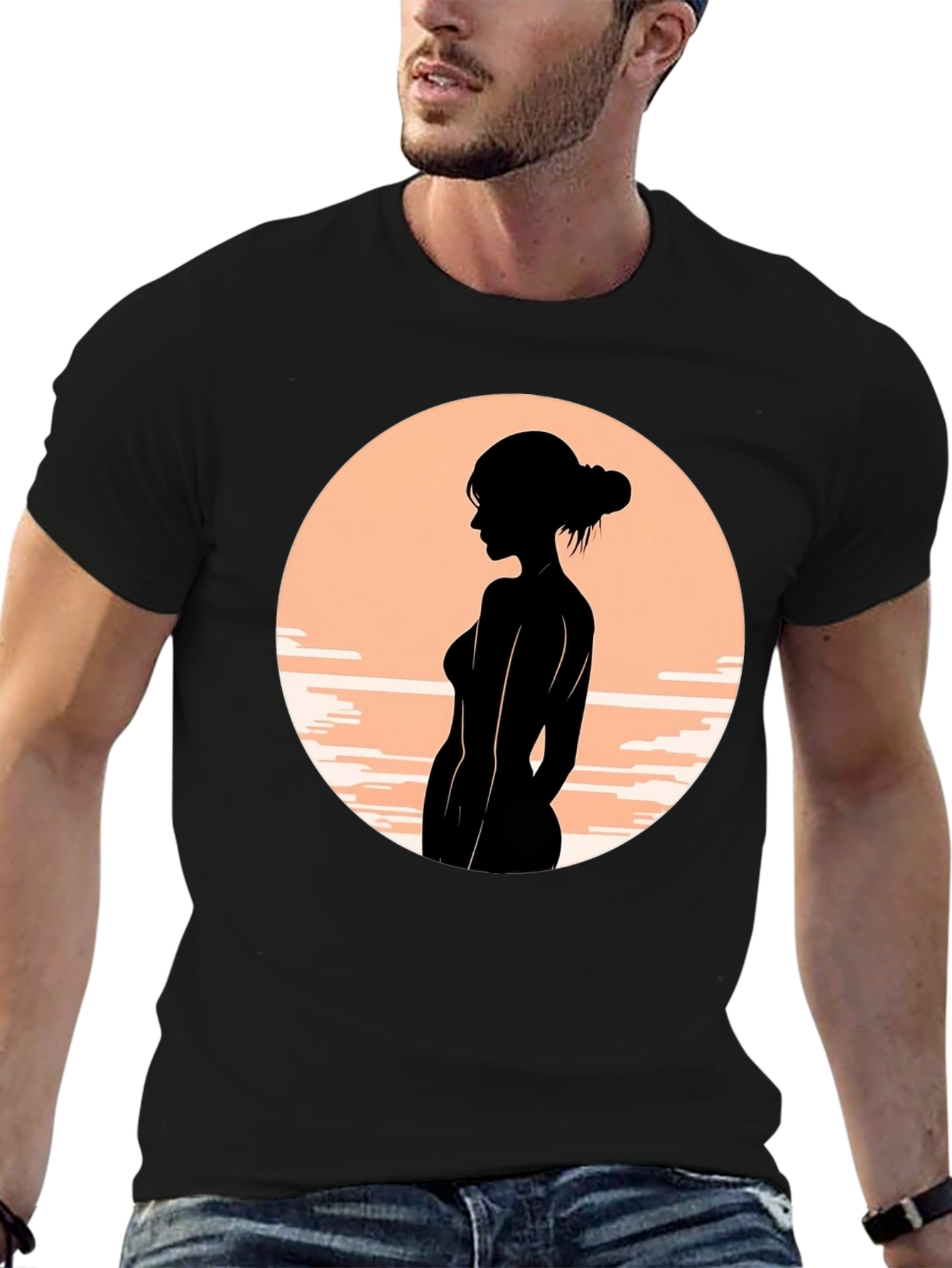 Silhouette Woman Graphic Tee - Stylish Black T-Shirt