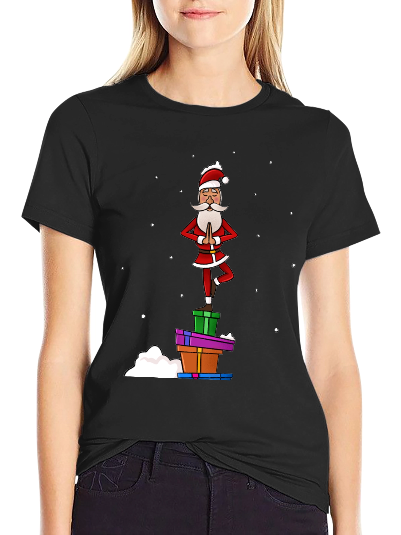 Yoga Santa T-Shirt - Festive Holiday Apparel
