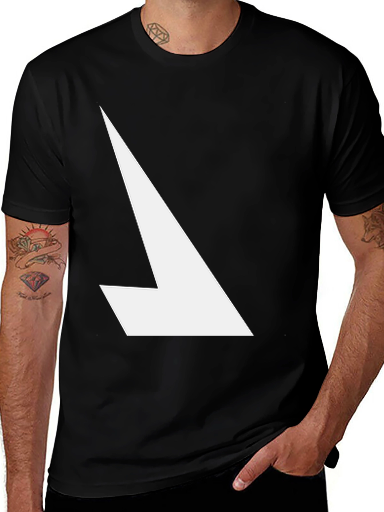 Modern Graphic Tee - Black with White Angle Design