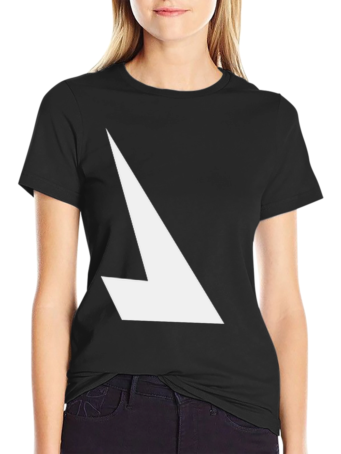 Modern Graphic Tee - Black with White Angle Design
