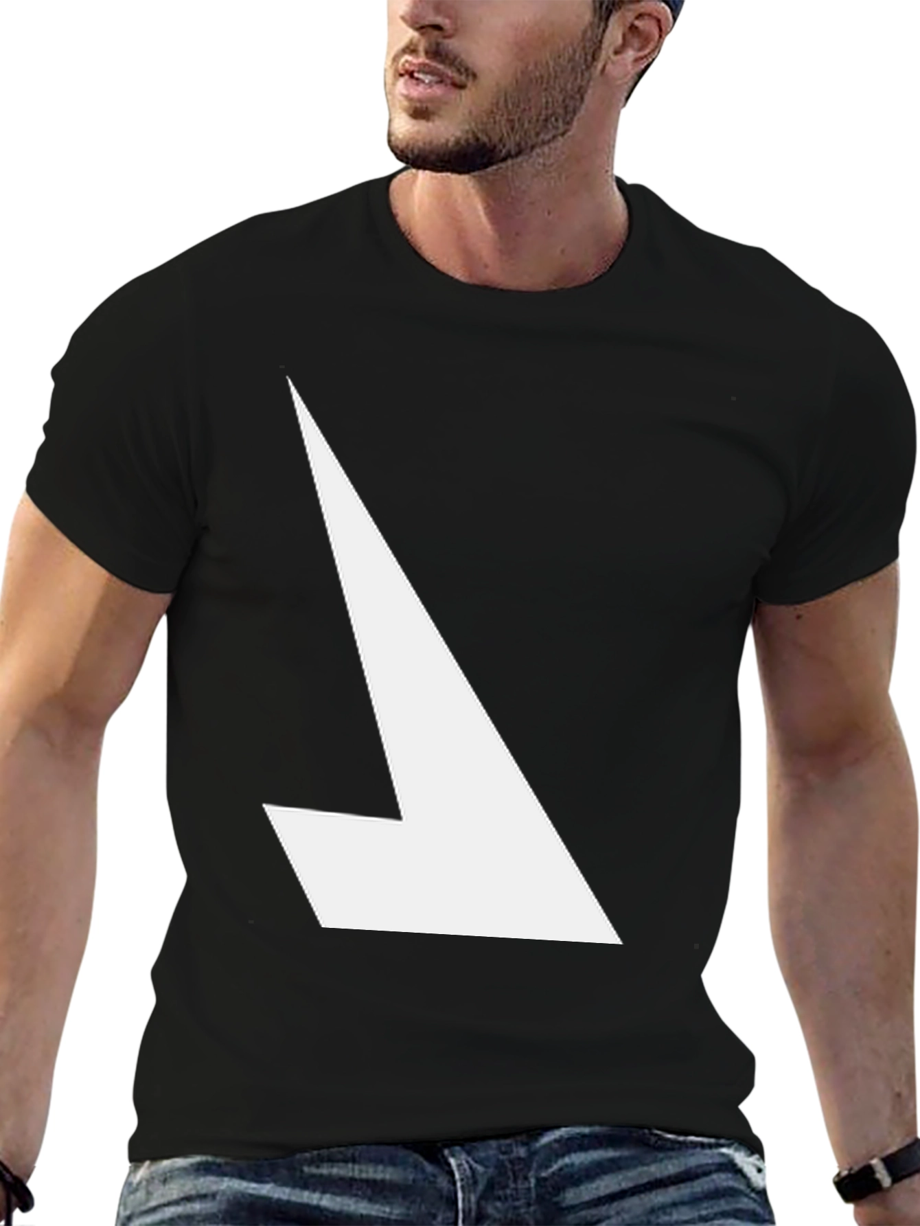 Modern Graphic Tee - Black with White Angle Design