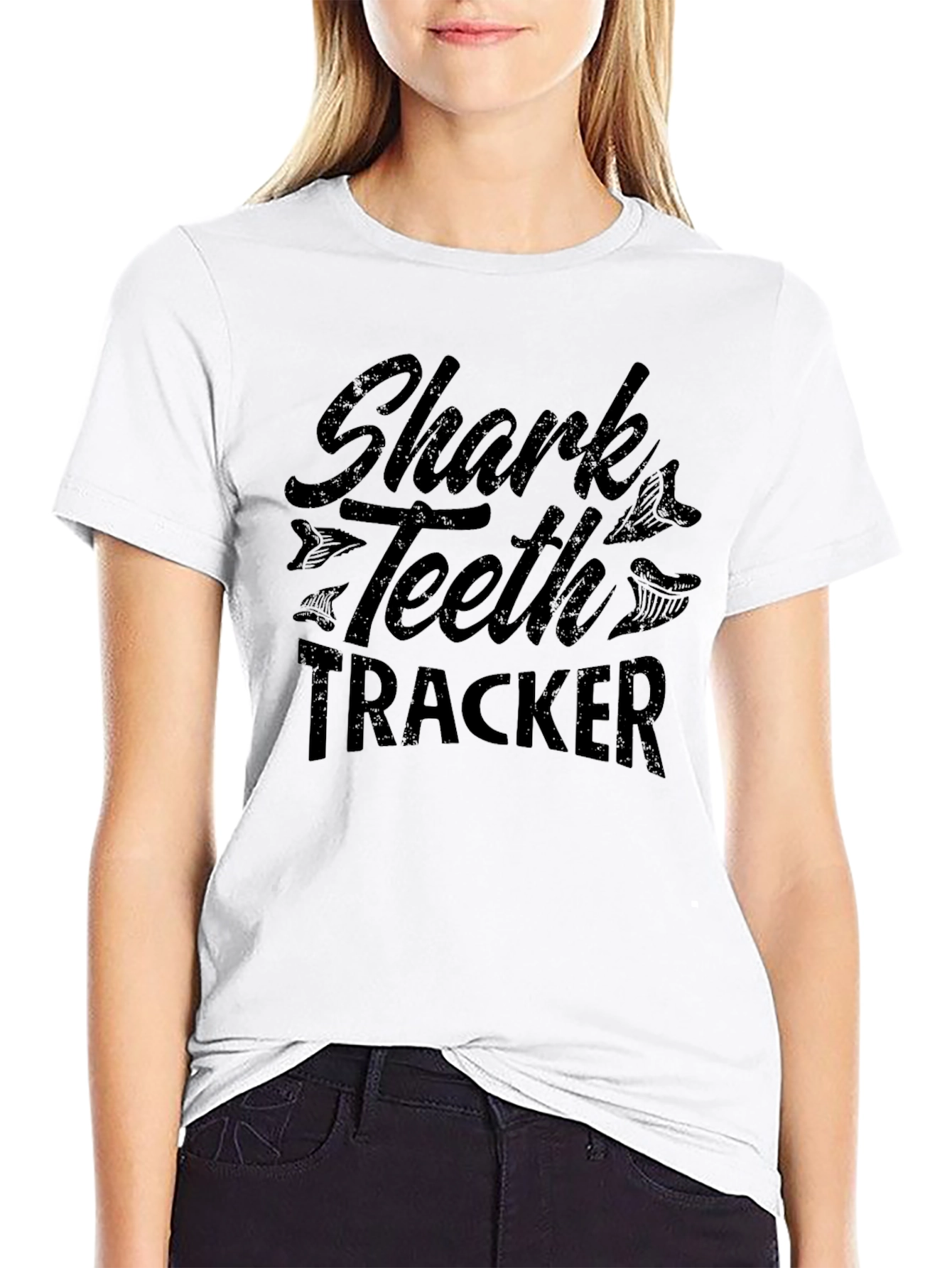 Shark Teeth Tracker Black T-Shirt