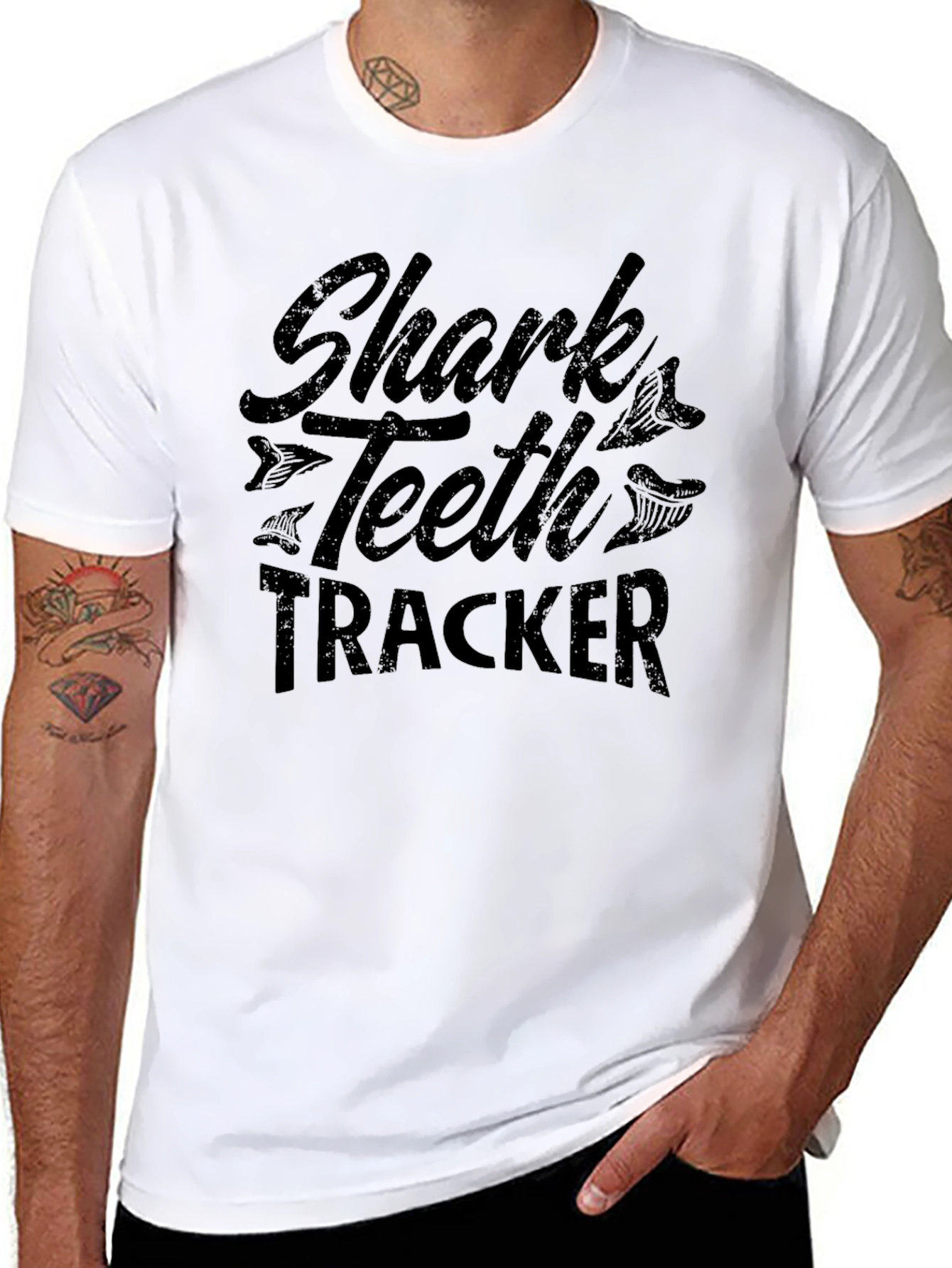Shark Teeth Tracker Black T-Shirt