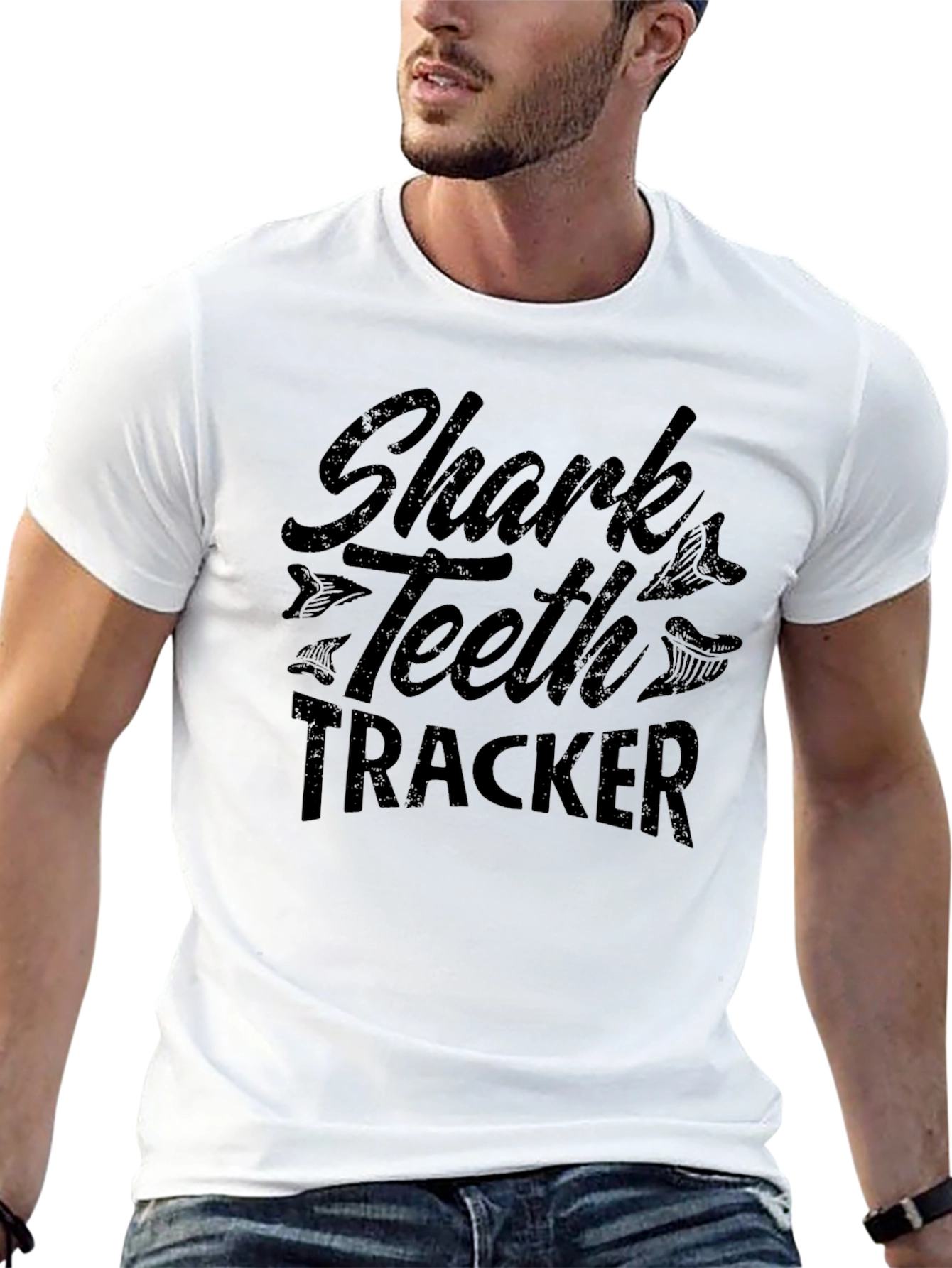 Shark Teeth Tracker Black T-Shirt