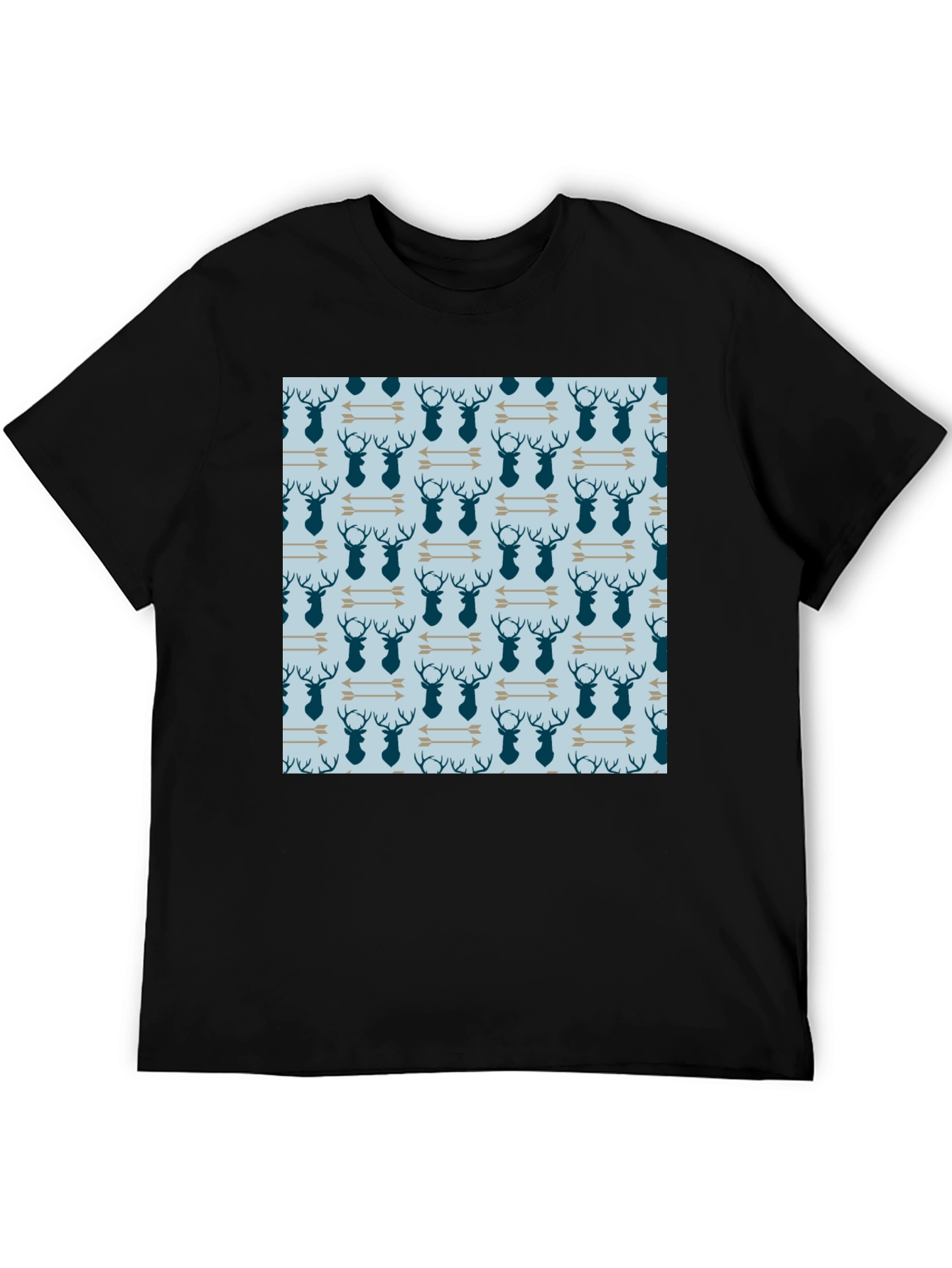 Deer & Arrow Pattern Tee - Classic Black
