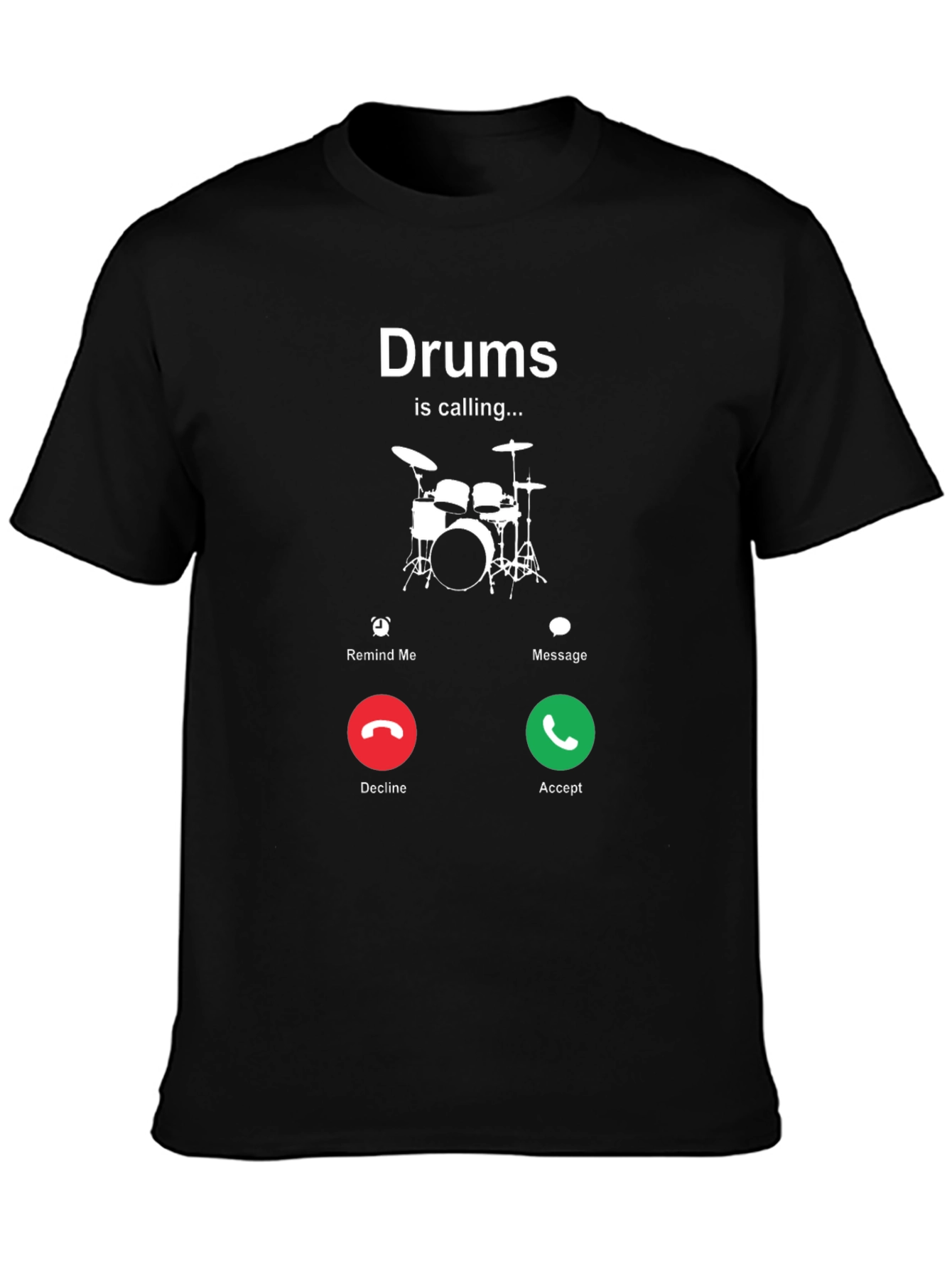 Drums Calling Black T-Shirt - Music Lover Tee