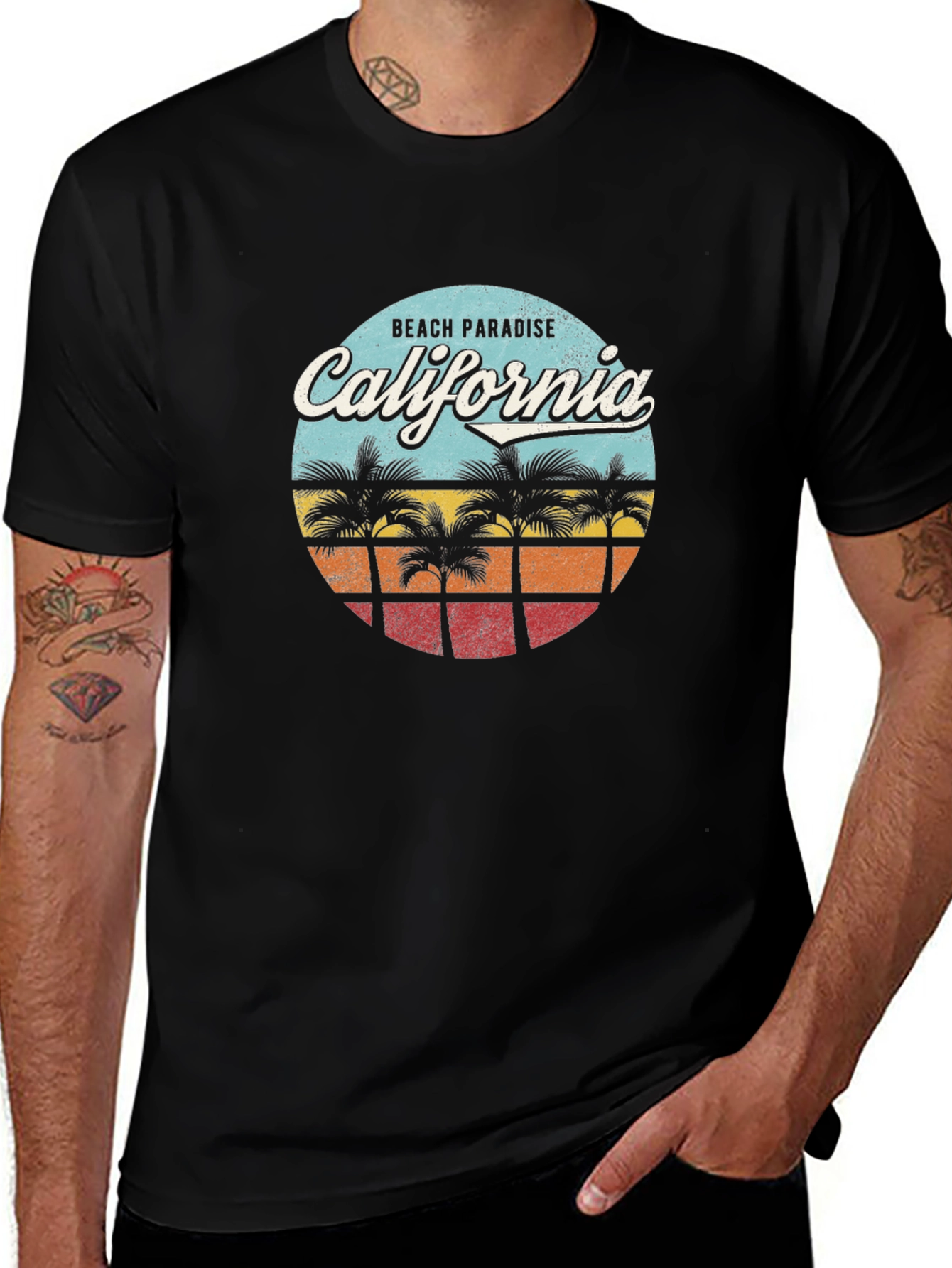 California Beach Paradise Graphic T-Shirt